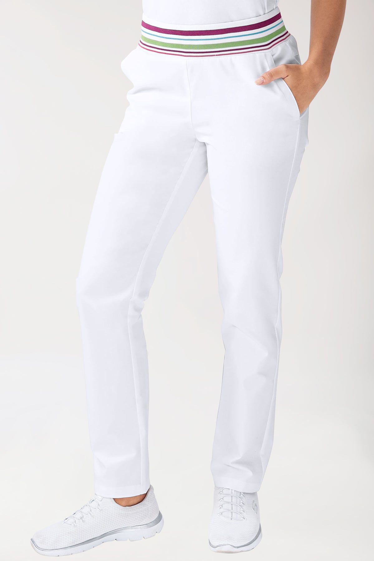 Stretch Hose Damen - Strickbund weiß