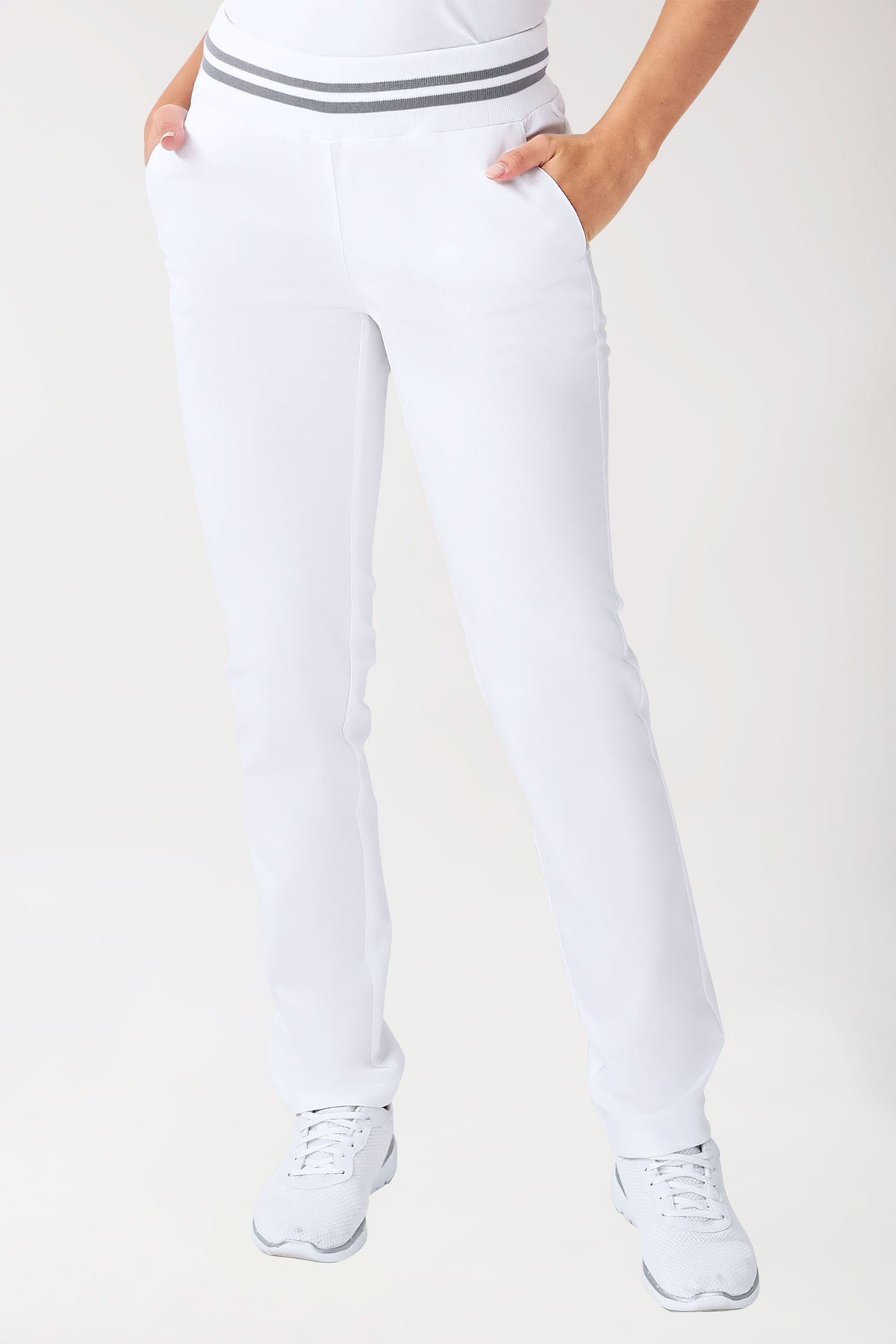 Stretch Hose Damen - Strickbund weiß/grau