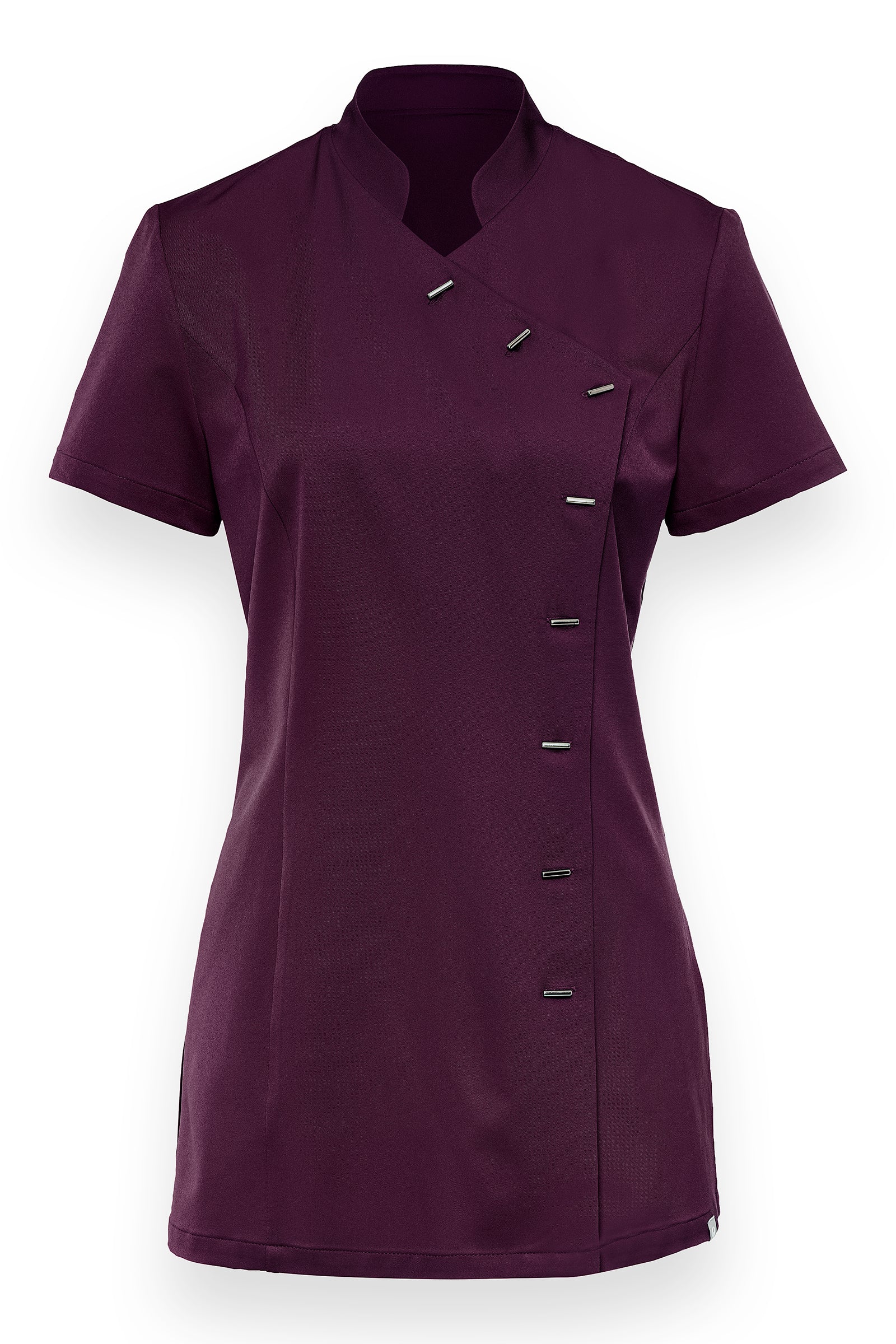 Stretchkasack Damen - asymmetrische Knopfleiste dark pflaume