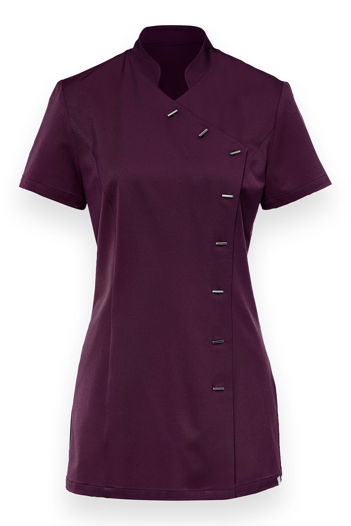 Stretchkasack Damen - asymmetrische Knopfleiste dark pflaume