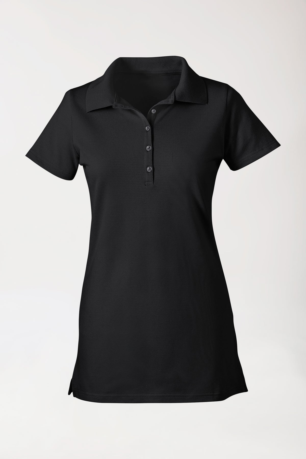 Stretch Longshirt Damen - Polokragen schwarz