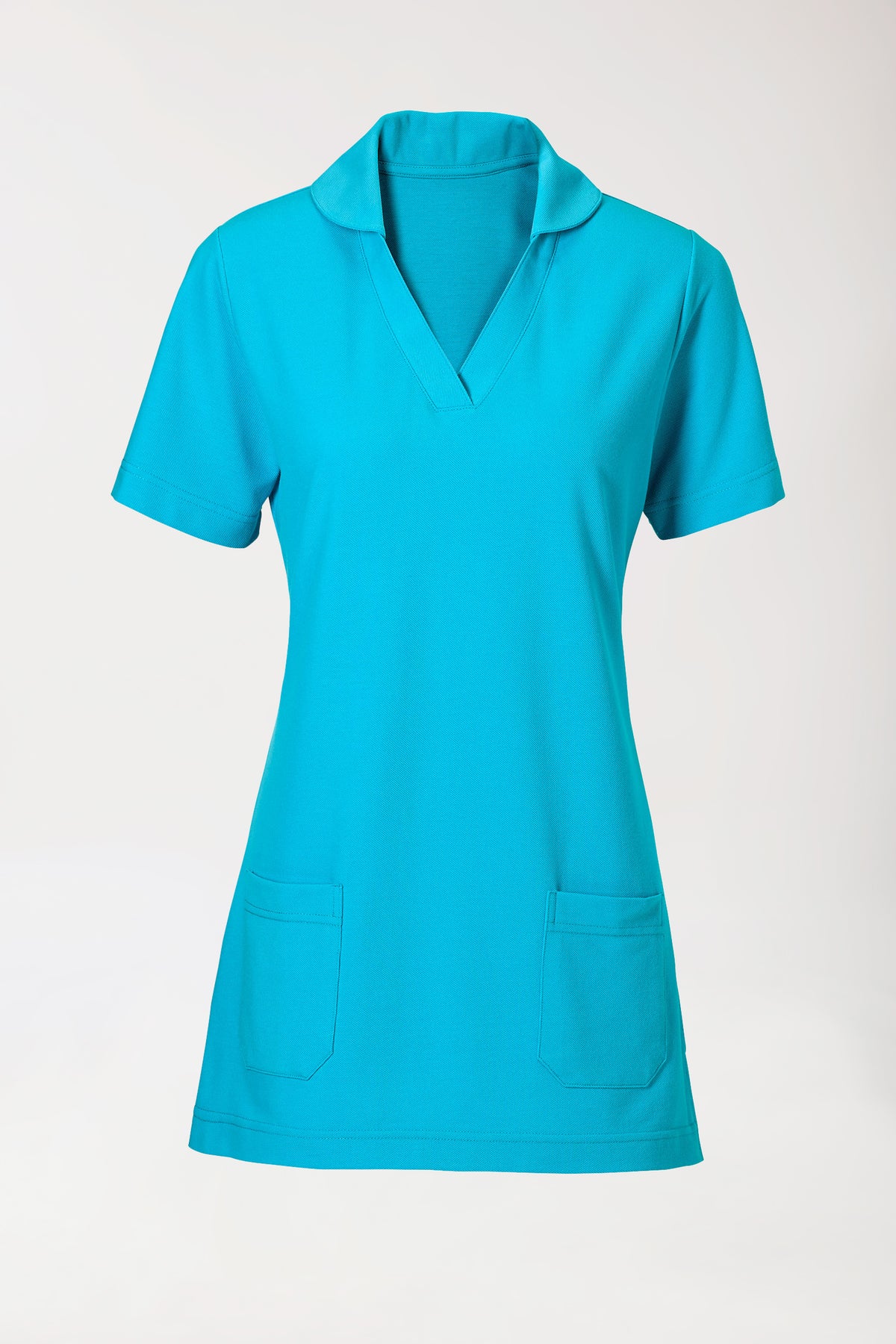 Piqué Longshirt Damen - mit Kragen türkis