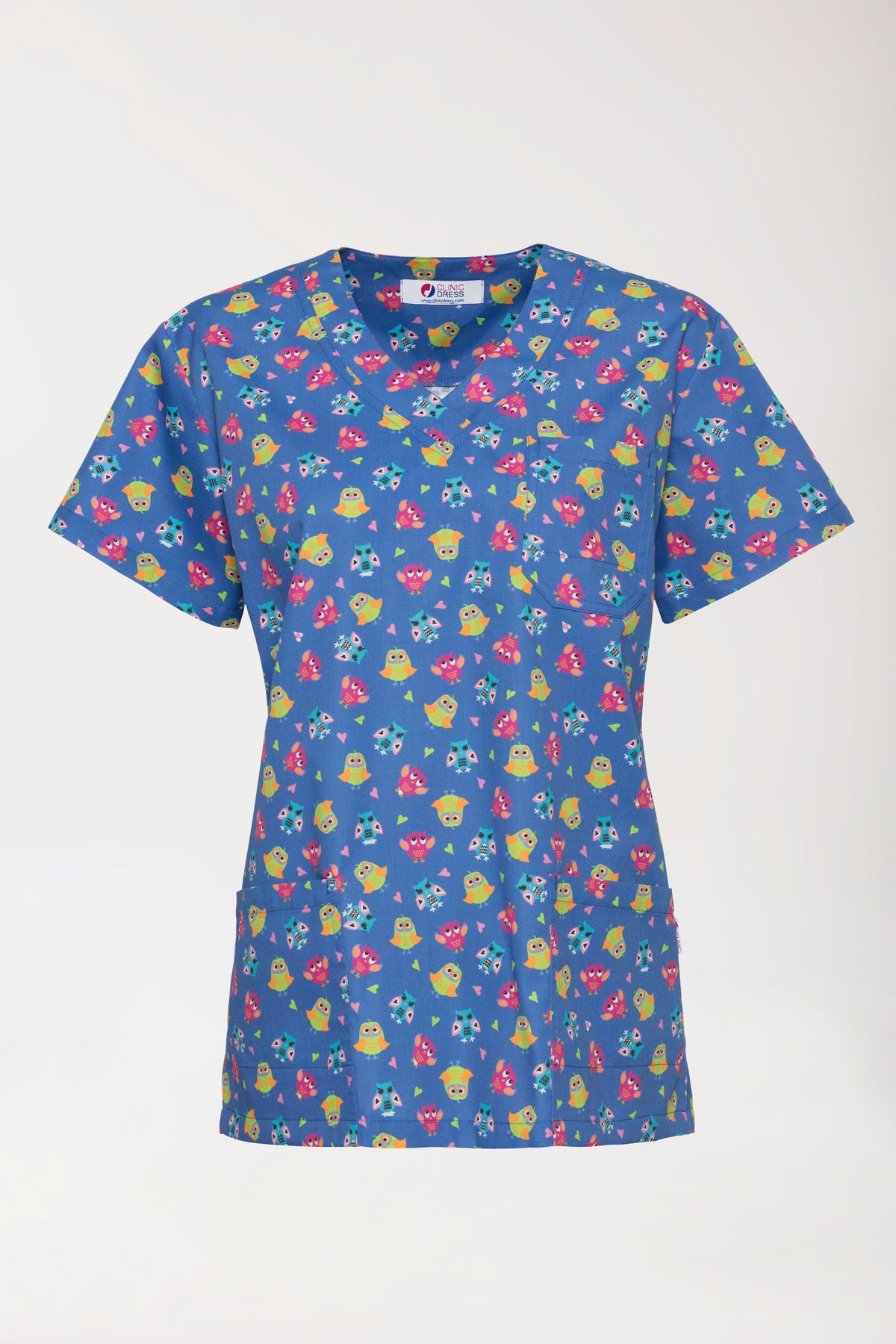 Leichter Schlupfkasack Damen - Alloverprint blau/bunt, Vorderansicht