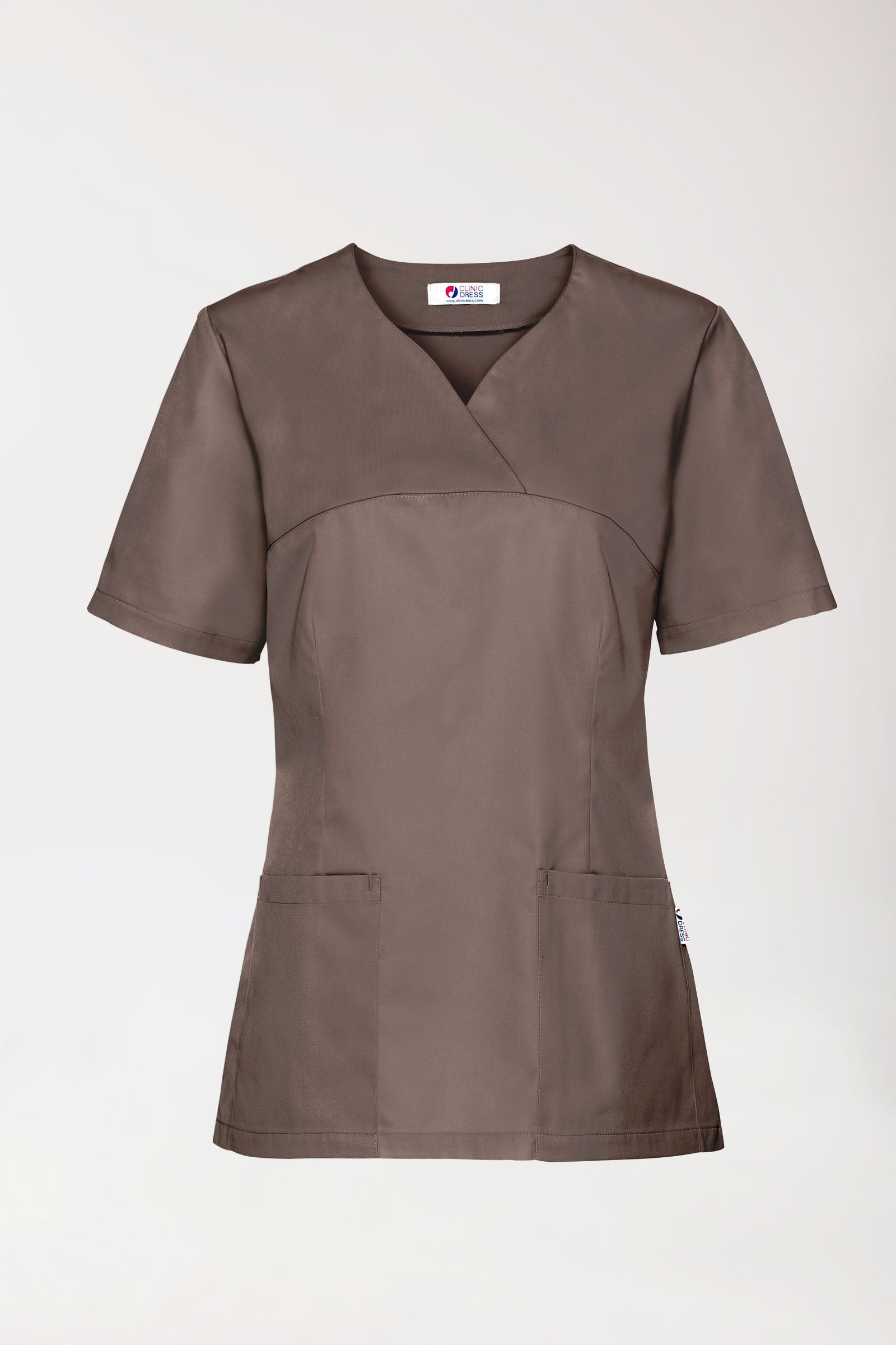 CORE Schlupfkasack Damen - Herzausschnitt deep taupe, Vorderansicht