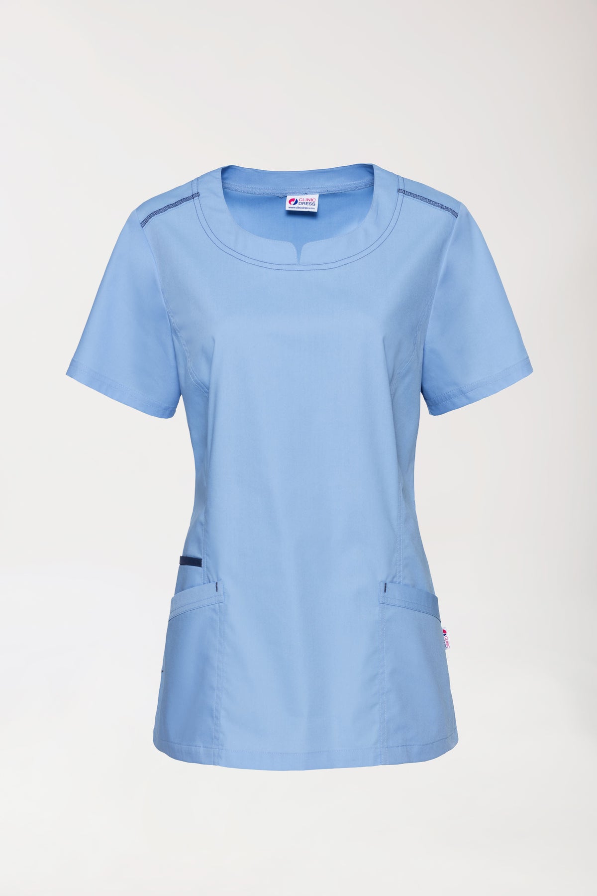 Damen-Schlupfkasack Himmelblau mit Navy
