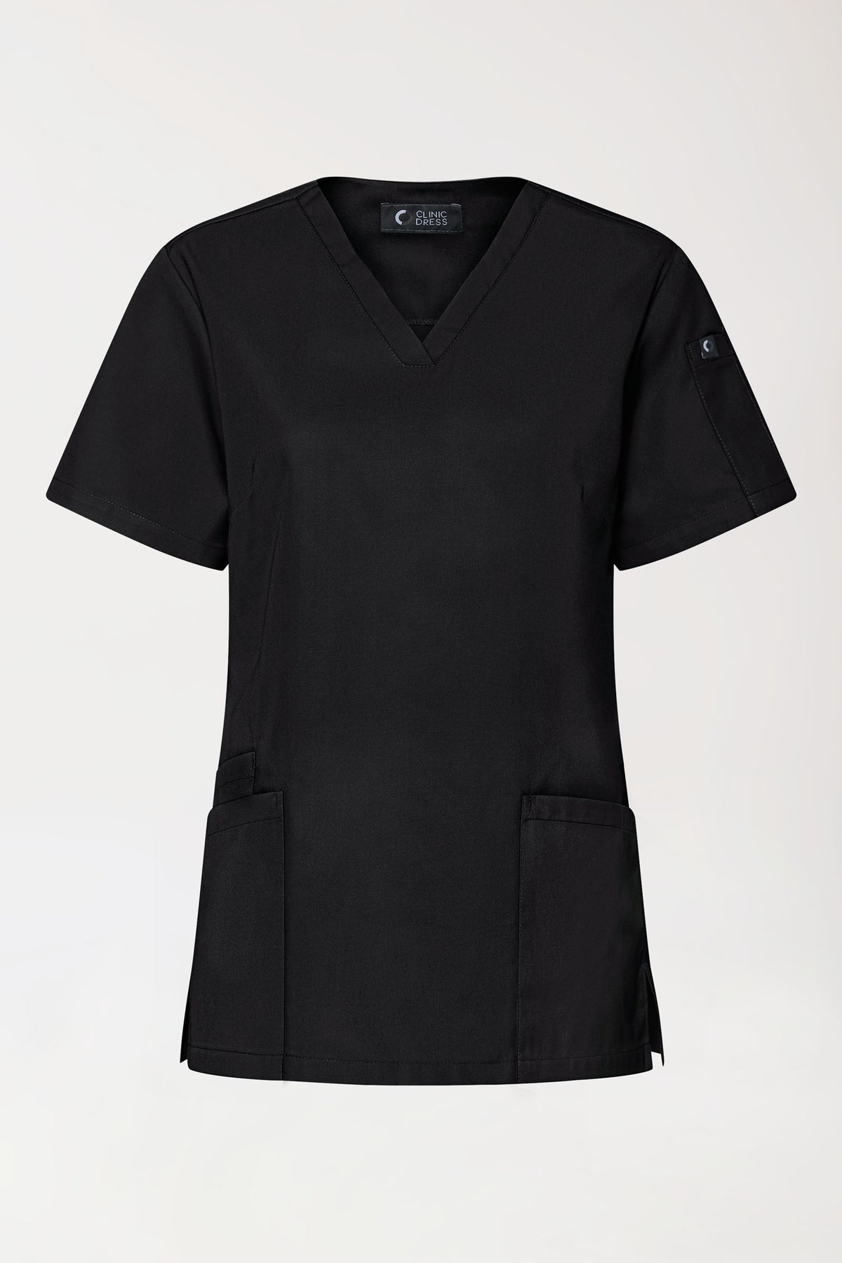 GREEN Stretch Schlupfkasack Damen - V-Ausschnitt schwarz, Vorderansicht