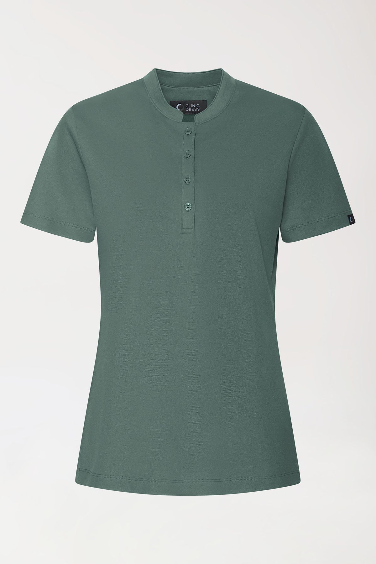 COMFY FLEX Stretch Shirt Damen - Stehkragen dunkelgrün