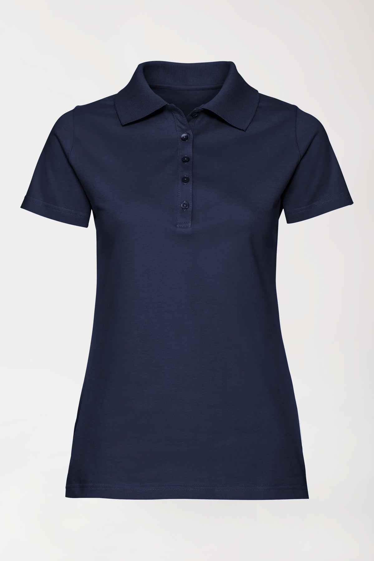Stretch Shirt Damen - Polokragen navy, Vorderansicht