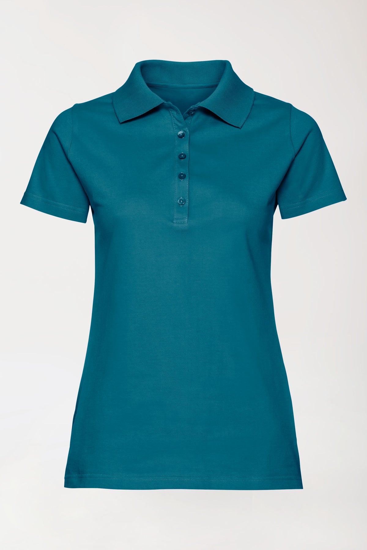 Stretch Shirt Damen - Polokragen petrol, Vorderansicht