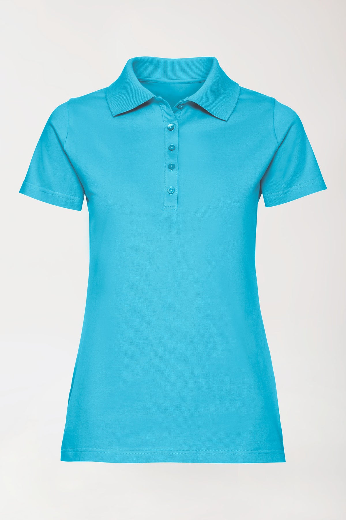 Stretch Shirt Damen - Polokragen türkis, Vorderansicht