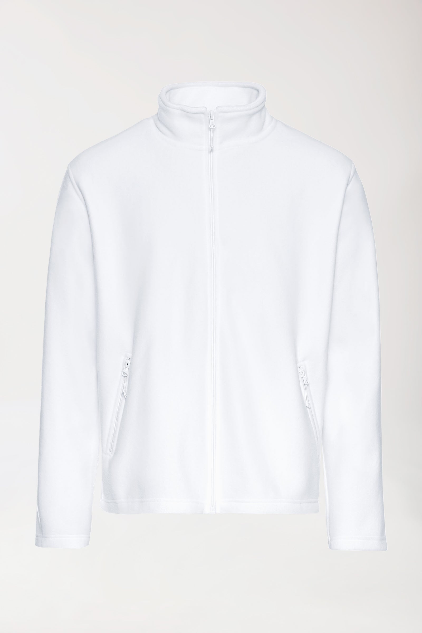 Fleecejacke Herren - Stehkragen weiß, Vorderansicht