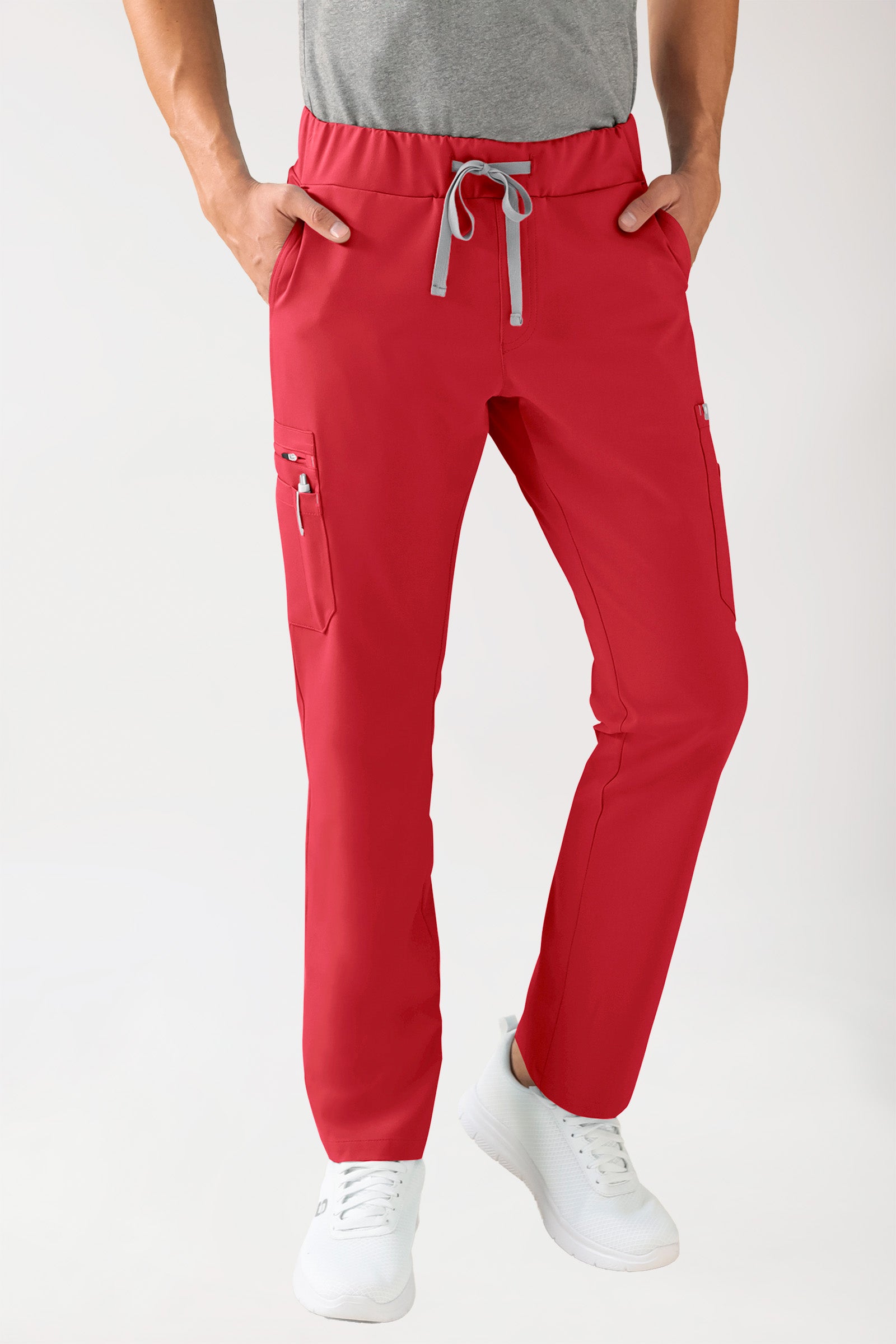 Stretch Hose Herren - gerader Saum mit Beintaschen hellrot