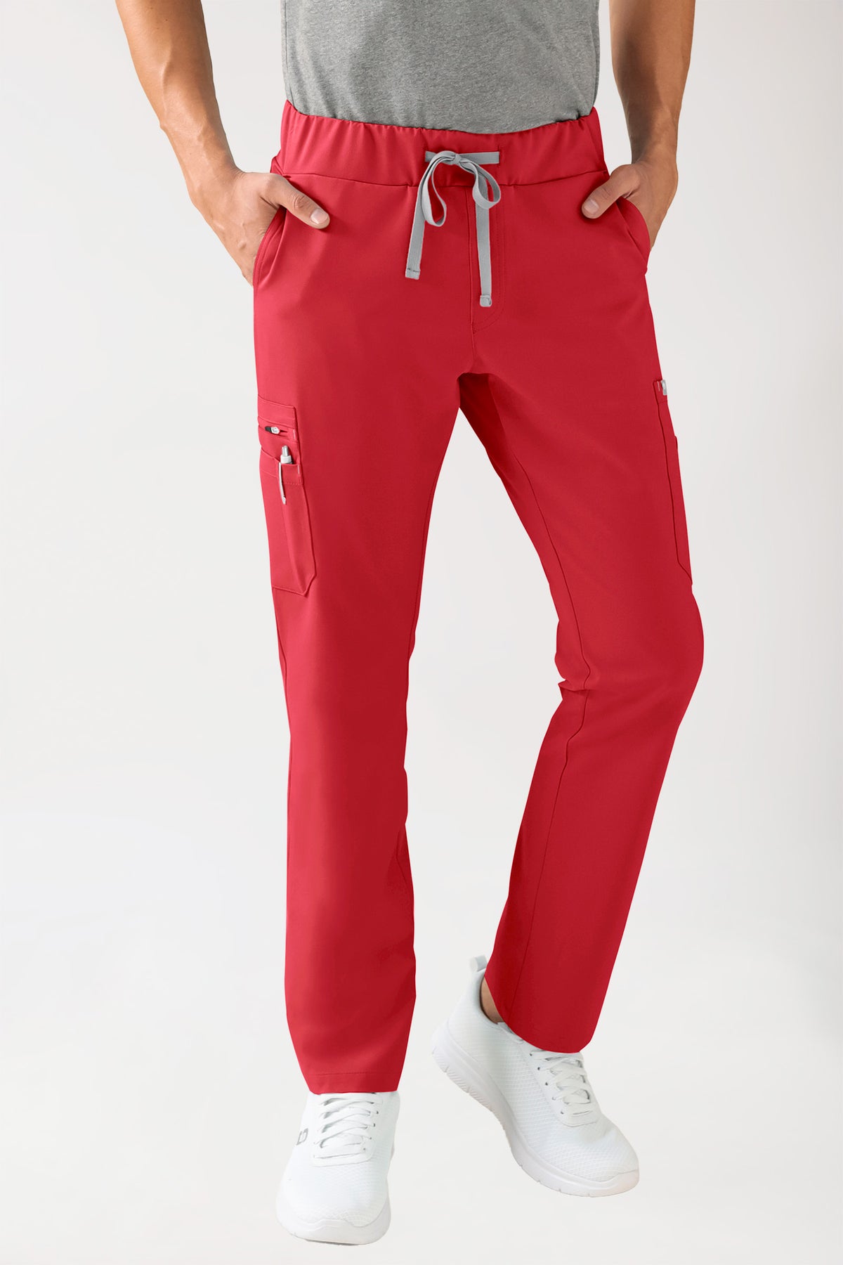 Stretch Hose Herren - gerader Saum mit Beintaschen hellrot