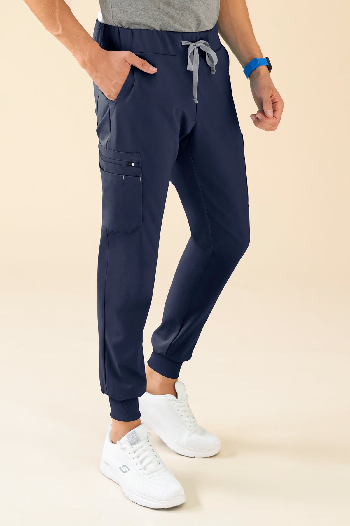 KAERE Hose Herren - Saumbündchen mit Beintaschen navy, Vorderansicht