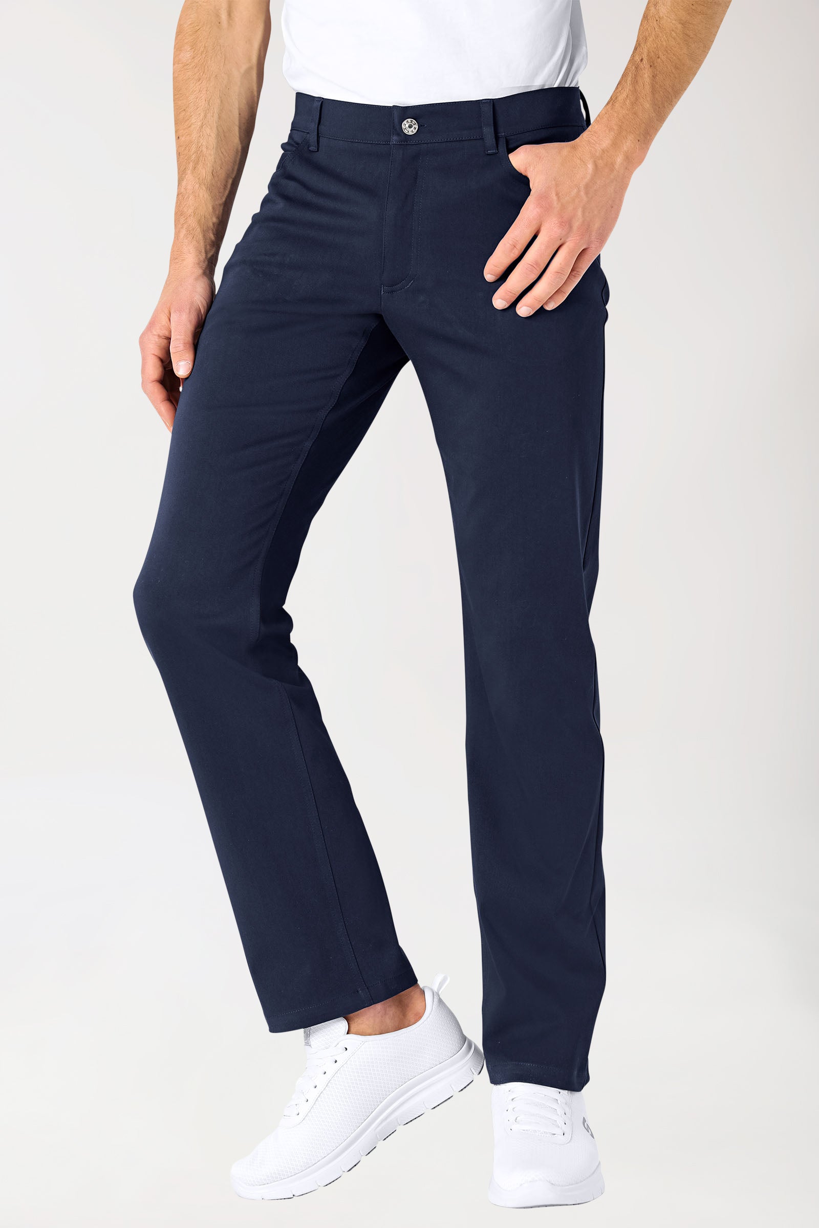 Stretch 5-Pocket Hose Herren - gerades Bein navy, Vorderansicht
