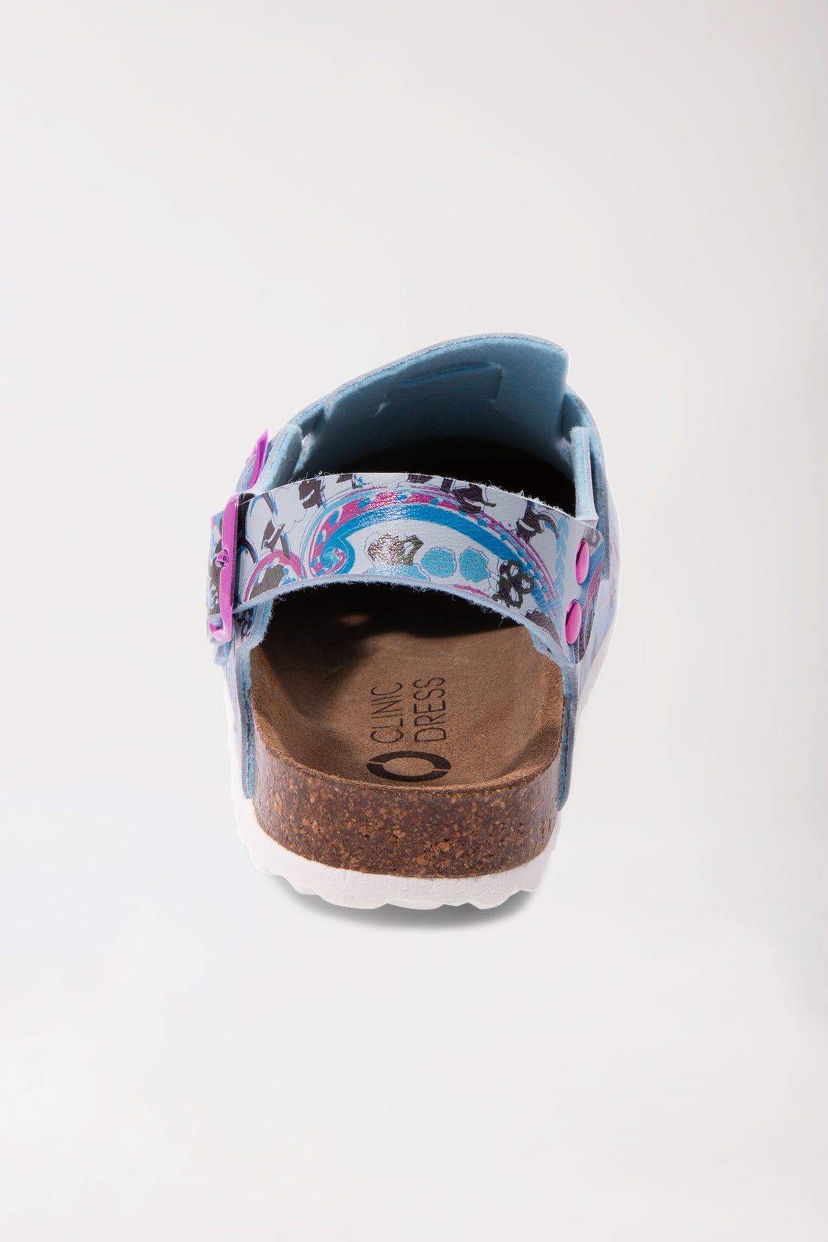 Damen Clog bunt/blau, Vorderansicht