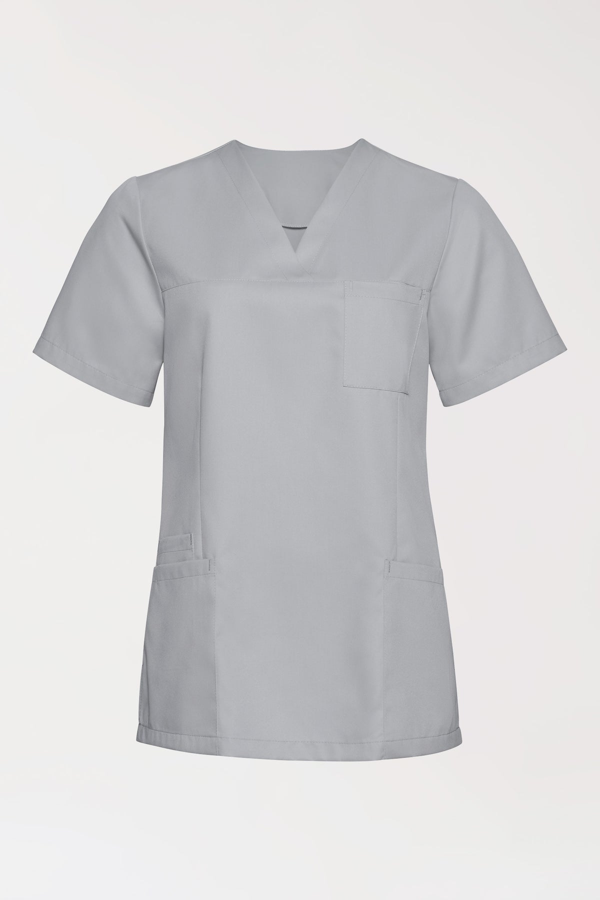 TENCEL™ Schlupfkasack Damen - V-Ausschnitt perlgrau, Vorderansicht