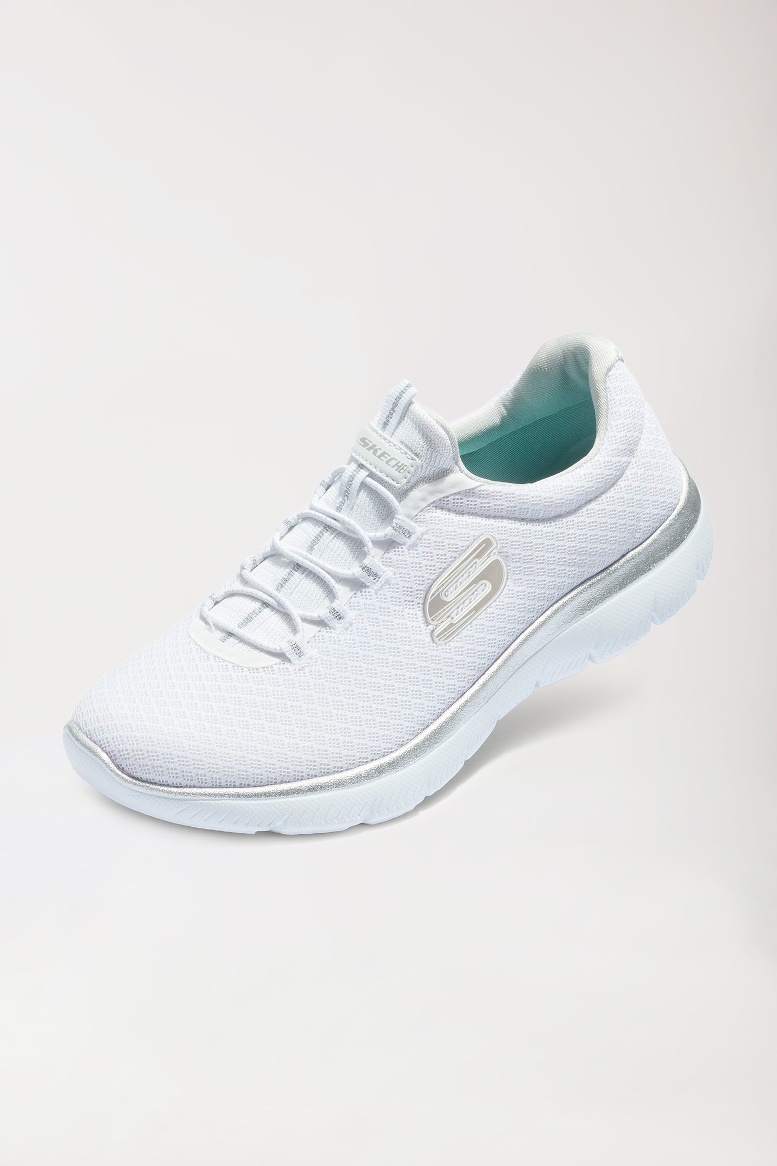 Damen Sneaker-SKECHERS-weiß/silber, Vorderansicht