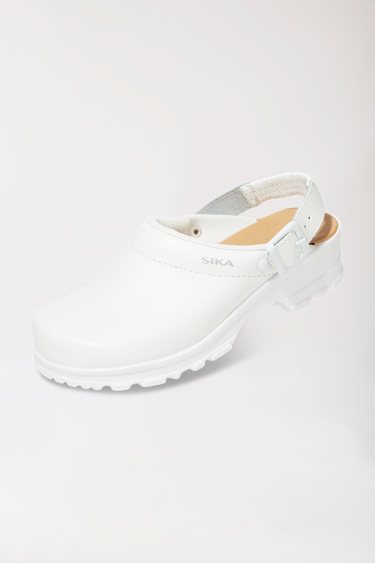 Berufs-Clog Weiß Permair Leder Unisex weiß, Vorderansicht