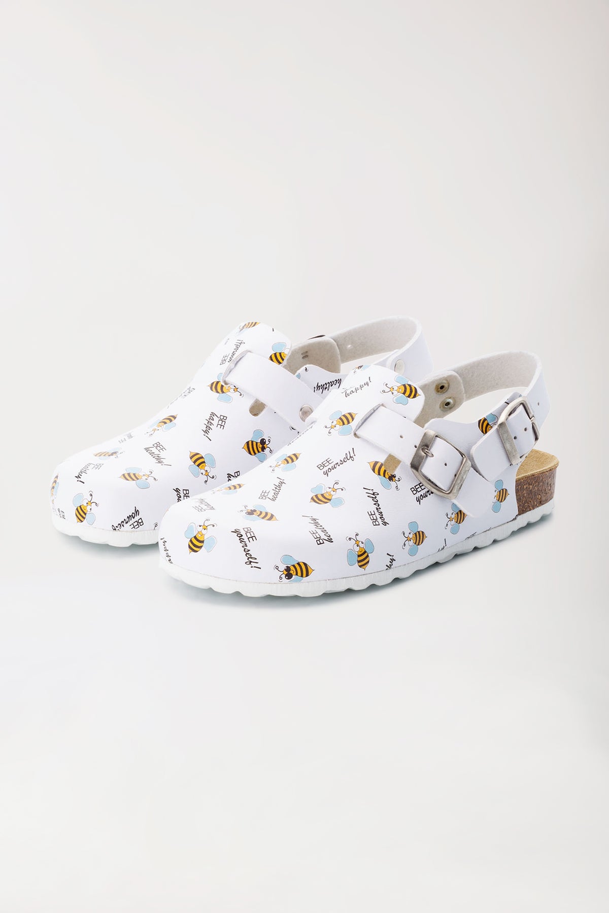 Unisex Clog weiß/gelb/schwarz, Vorderansicht