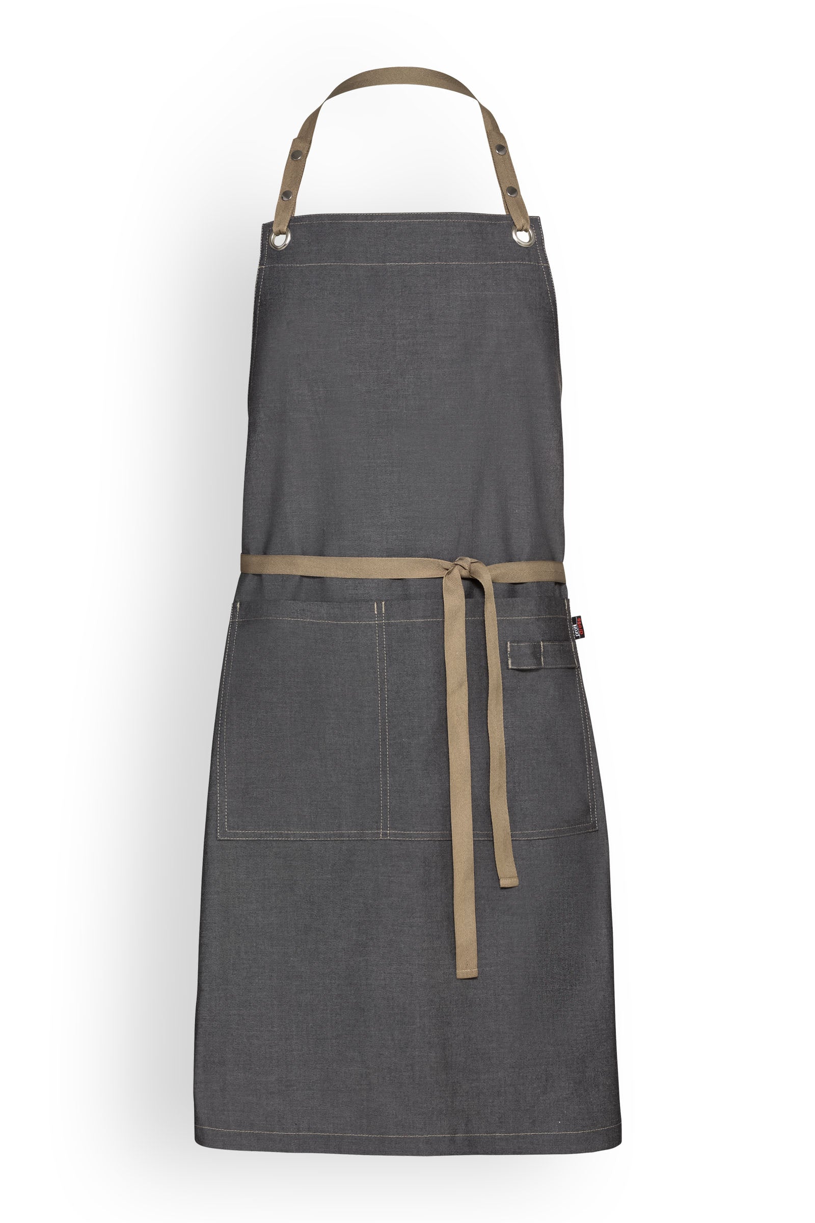Latzschürze Metallösen Jeansschwarz, Vorderansicht