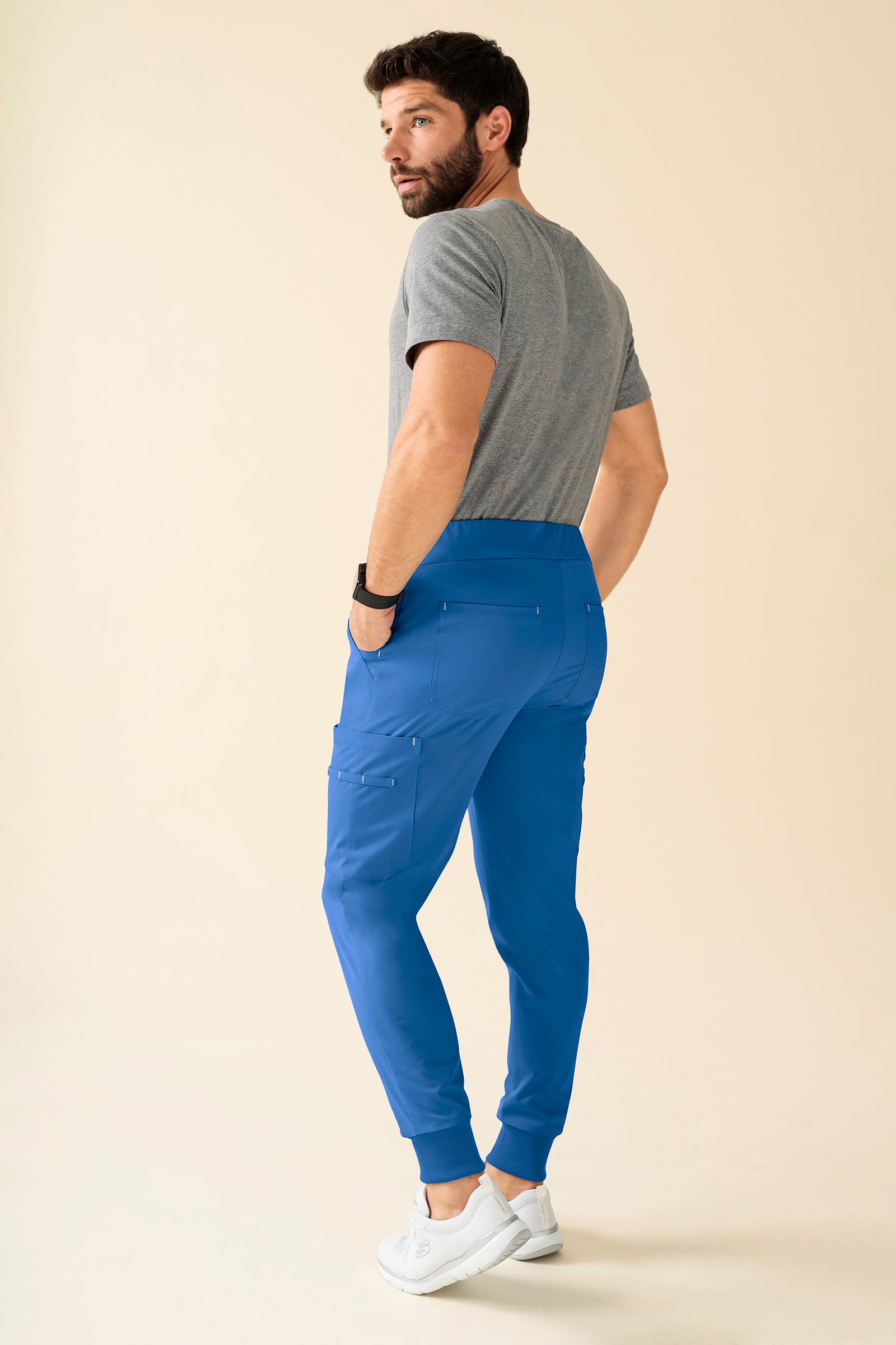 KAERE Hose Herren - Saumbündchen Kurzgr. mit Beintaschen blau