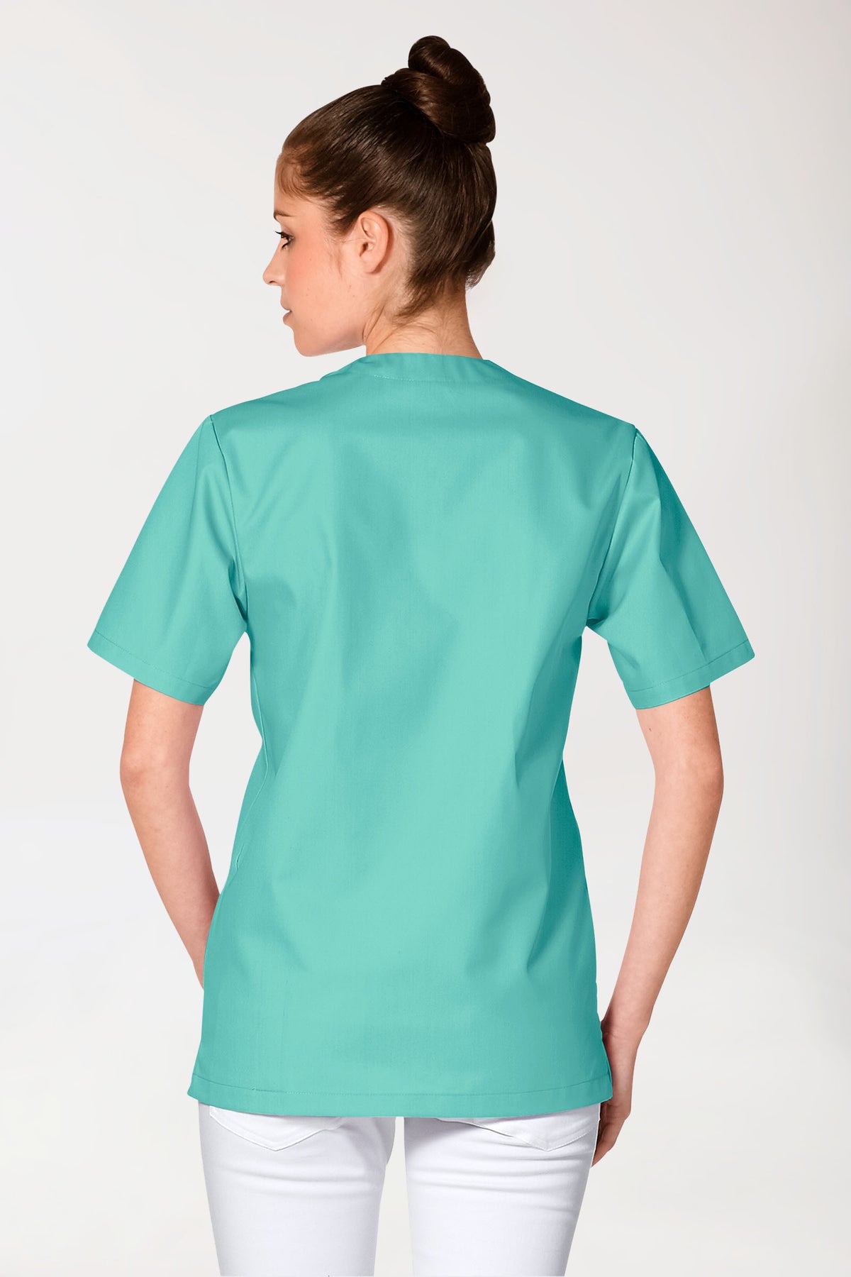 JUST STRONG Schlupfkasack Unisex - V-Ausschnitt aqua green, Rückansicht 