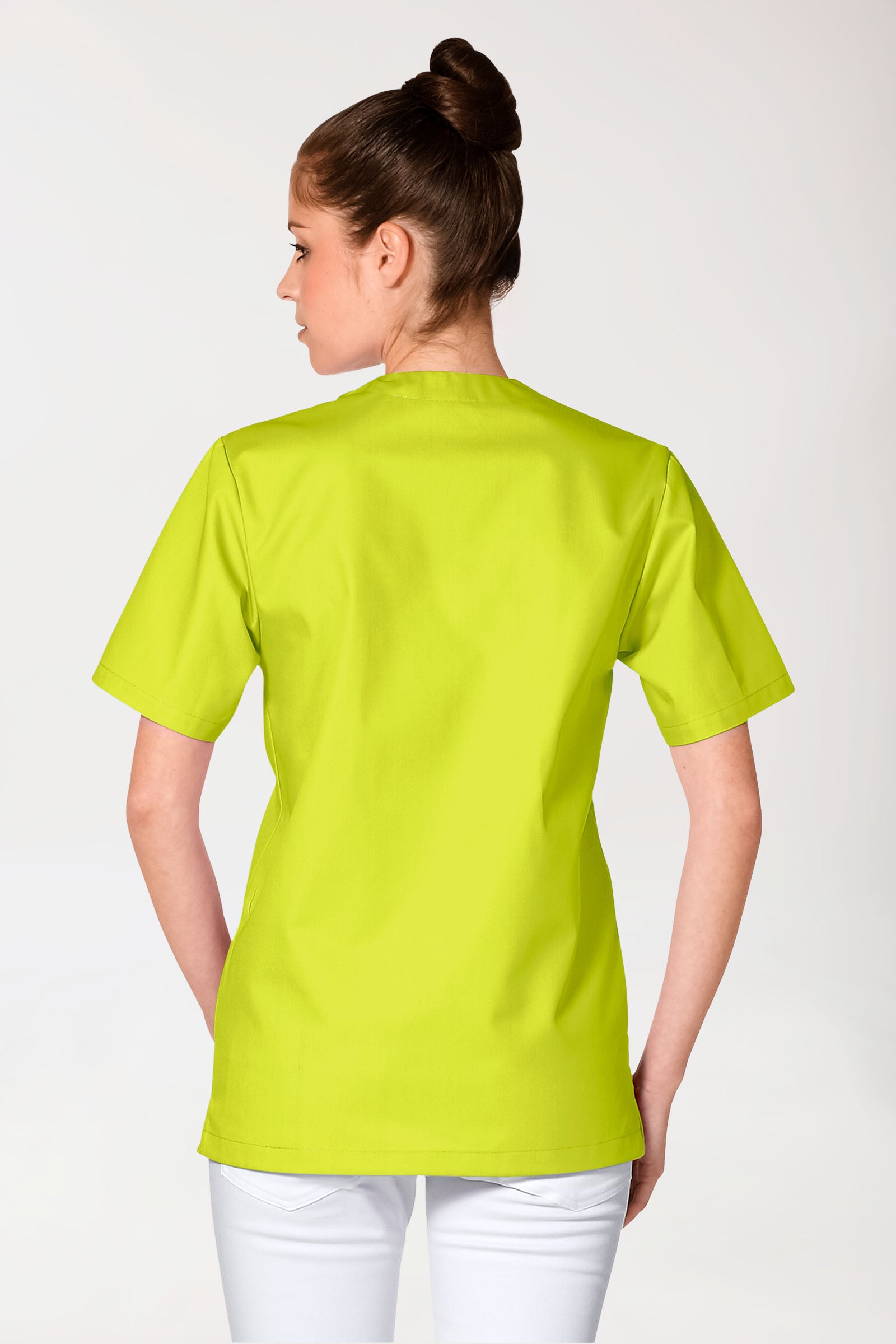 JUST STRONG Schlupfkasack Unisex - V-Ausschnitt limette, Rückansicht 