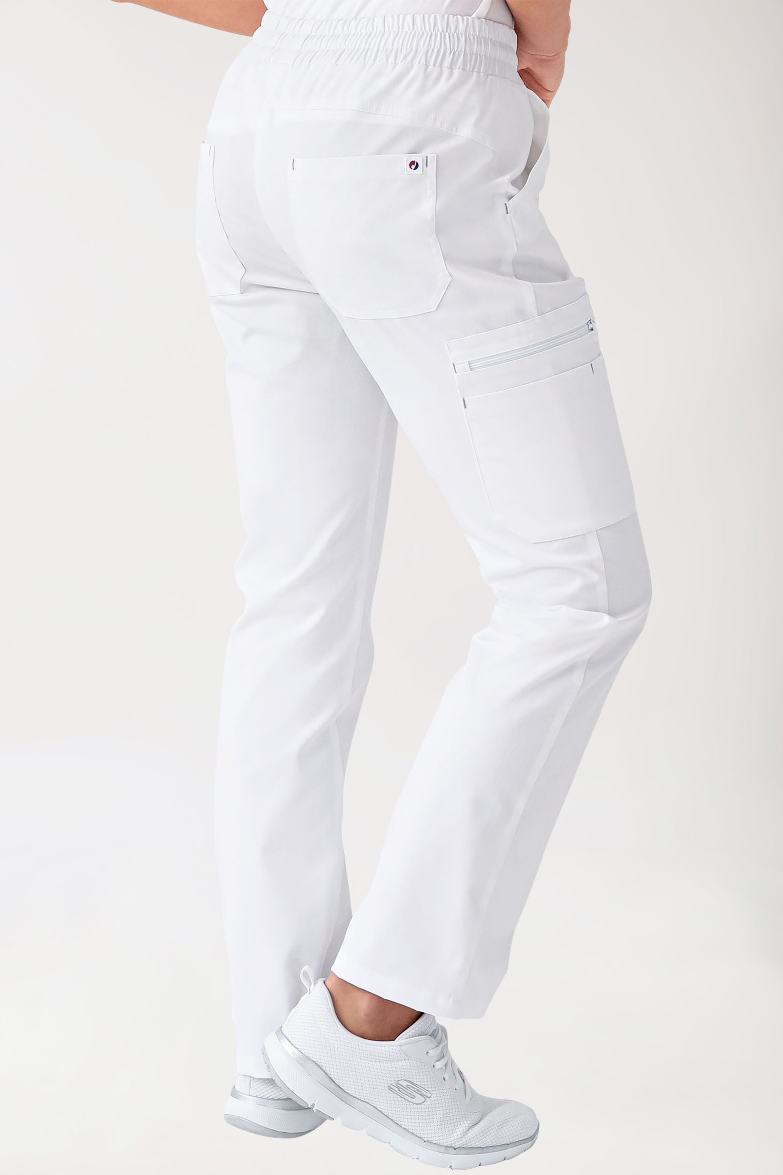 CLINIC STRETCH Hose Damen - gerader Saum weiß/grau