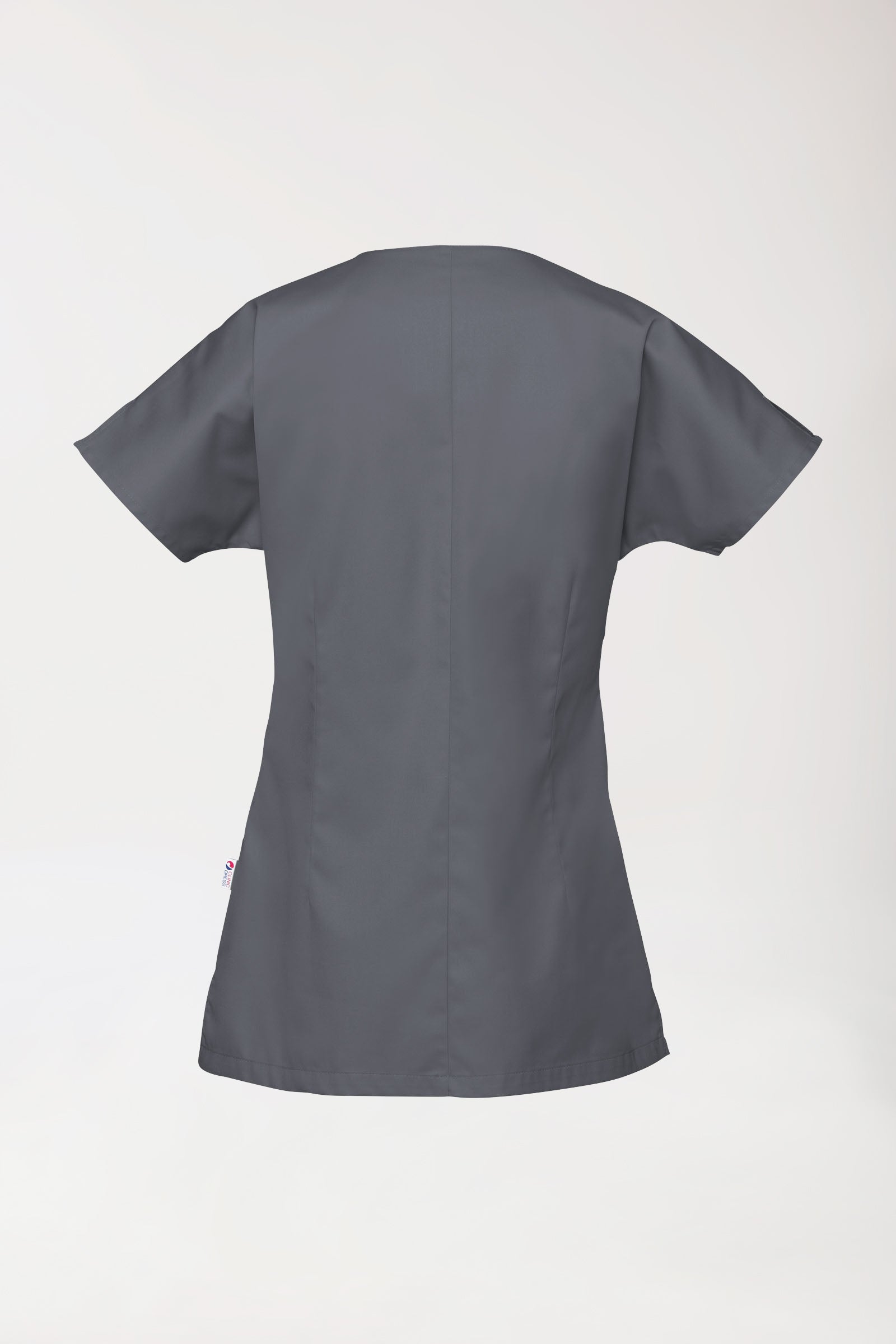 Beauty Kasack Damen - asymmetrische Druckknopfleiste steingrau