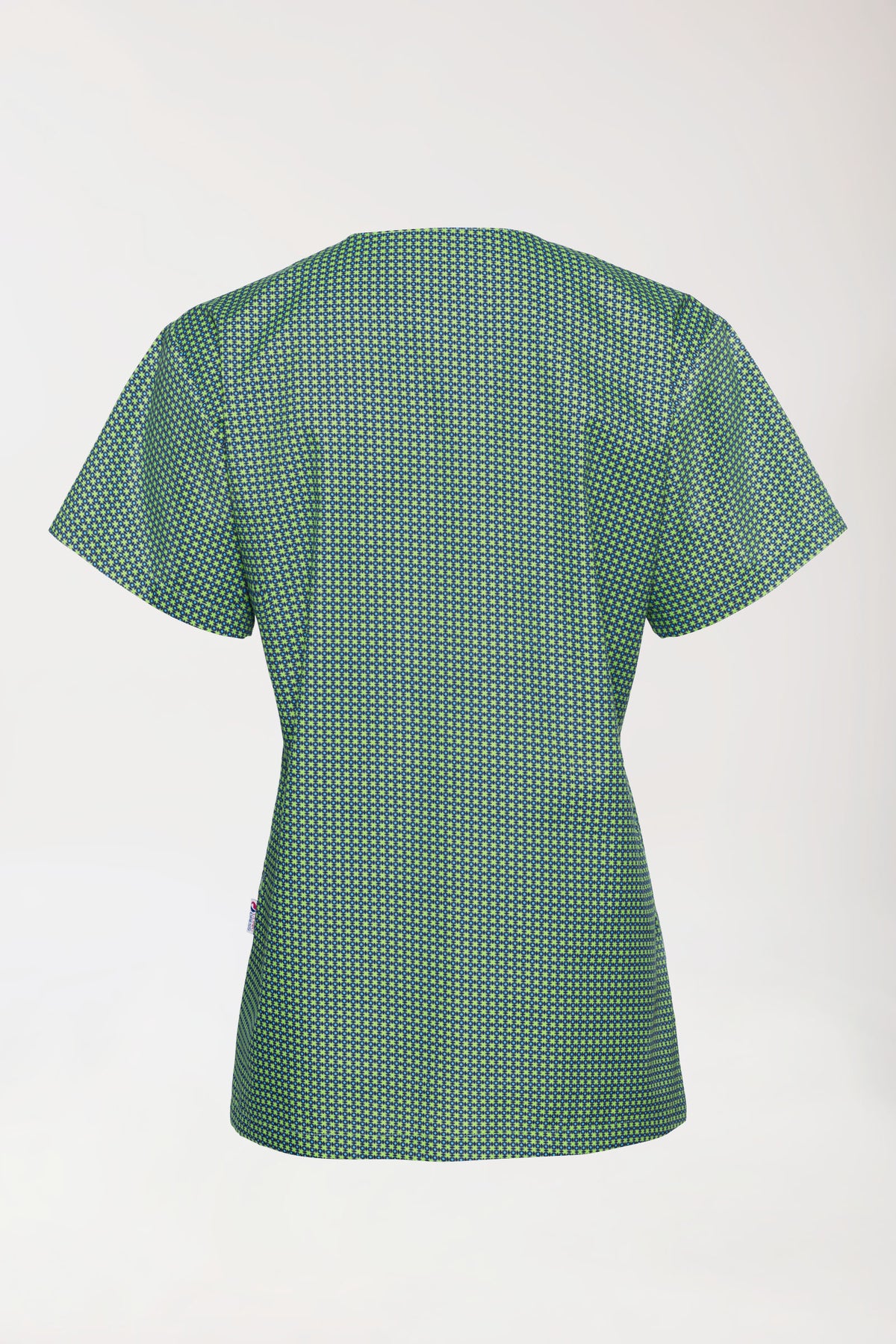 Leichter Schlupfkasack Damen - Alloverprint apfelgrün/navy, Rückansicht 