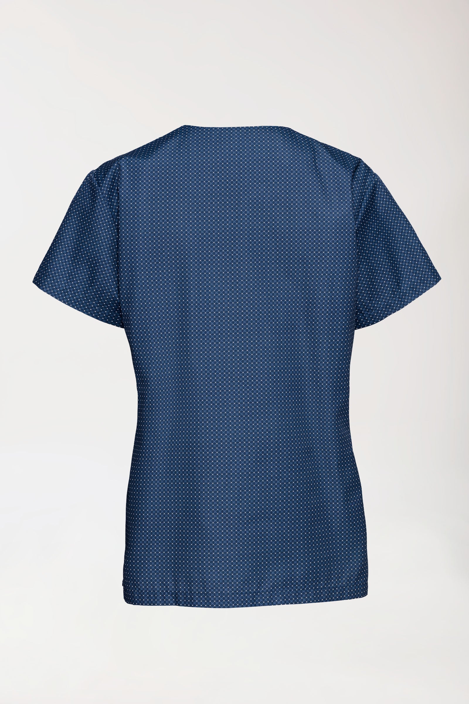 Leichter Schlupfkasack Damen - Alloverprint navy/petrolblau, Rückansicht 