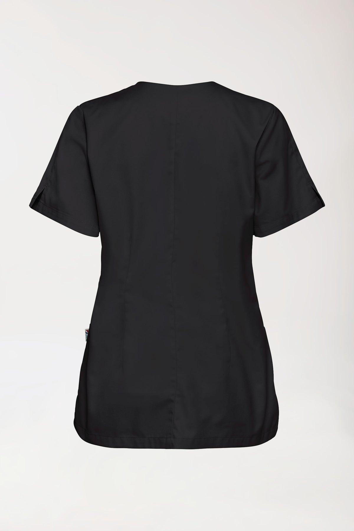 CORE Schlupfkasack Damen curved fit - mit Druckknöpfen schwarz, Rückansicht 