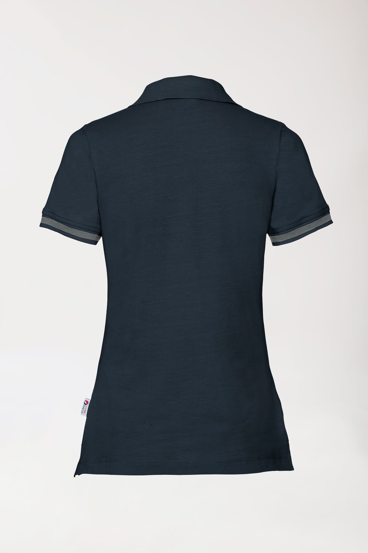 Stretch Shirt Damen - Polokragen navy/dunkelgrau melange, Rückansicht 