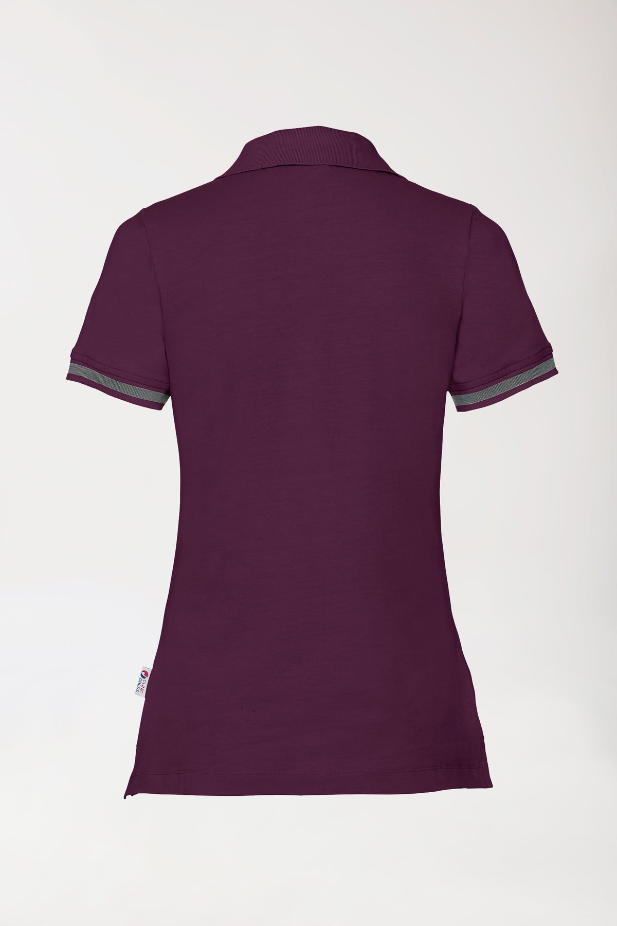 Stretch Shirt Damen - Polokragen pflaume/dunkelgrau melange, Rückansicht 