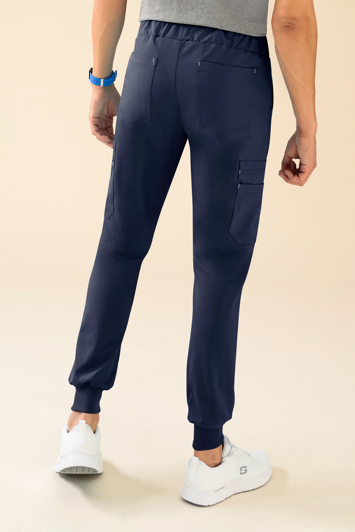 KAERE Hose Herren - Saumbündchen mit Beintaschen navy, Rückansicht 
