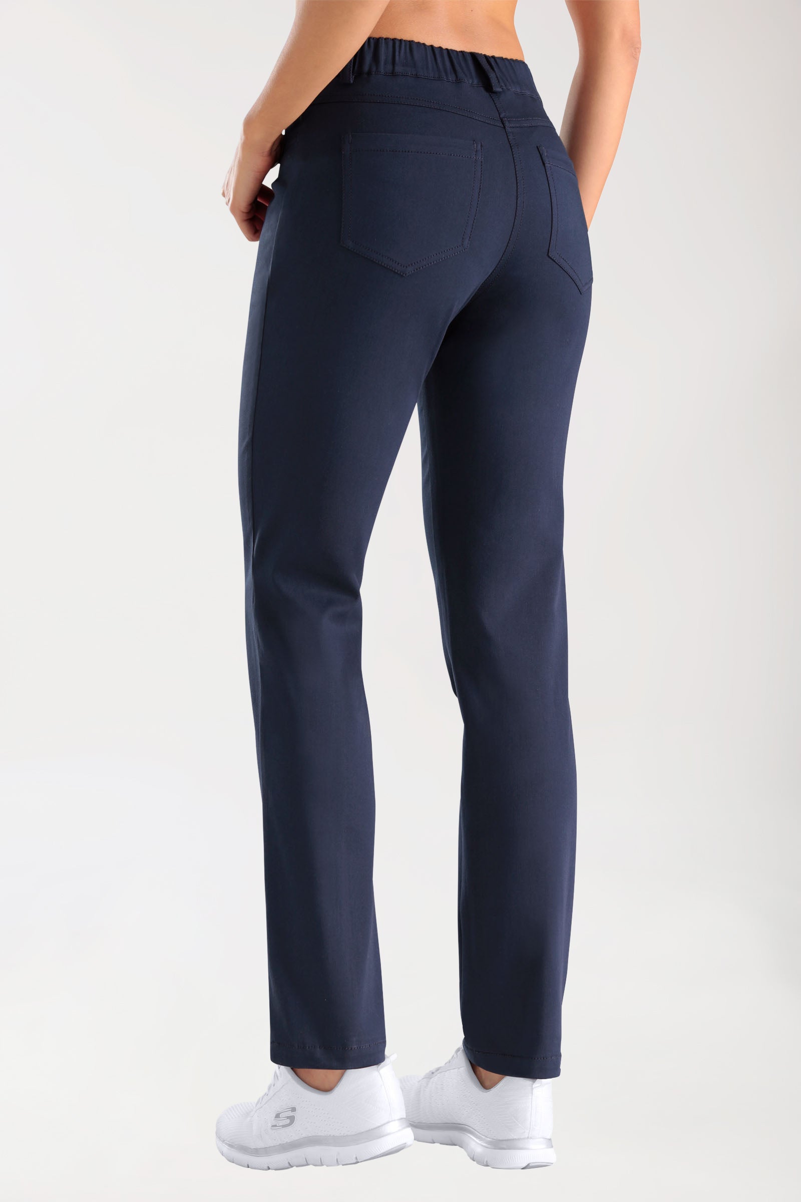 Stretch 5-Pocket Hose Damen - gerades Bein navy, Rückansicht 