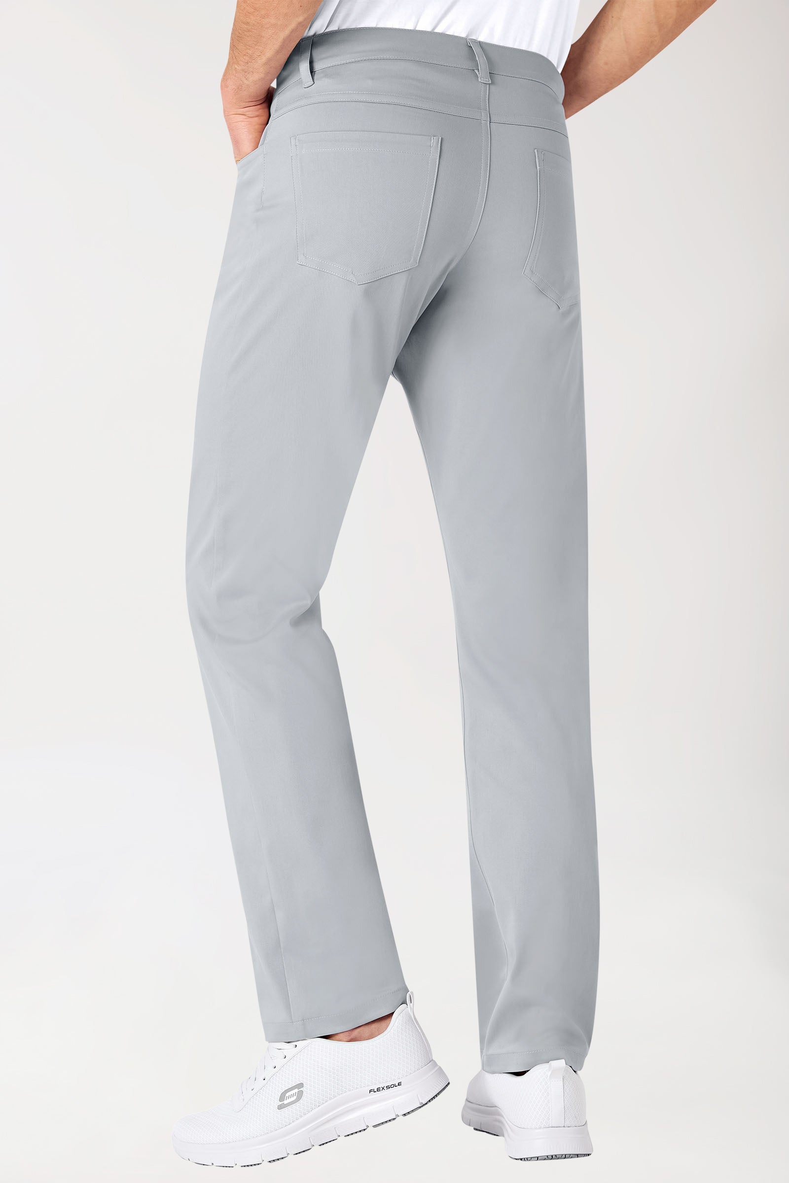 Stretch 5-Pocket Hose Herren - gerades Bein grau, Rückansicht 