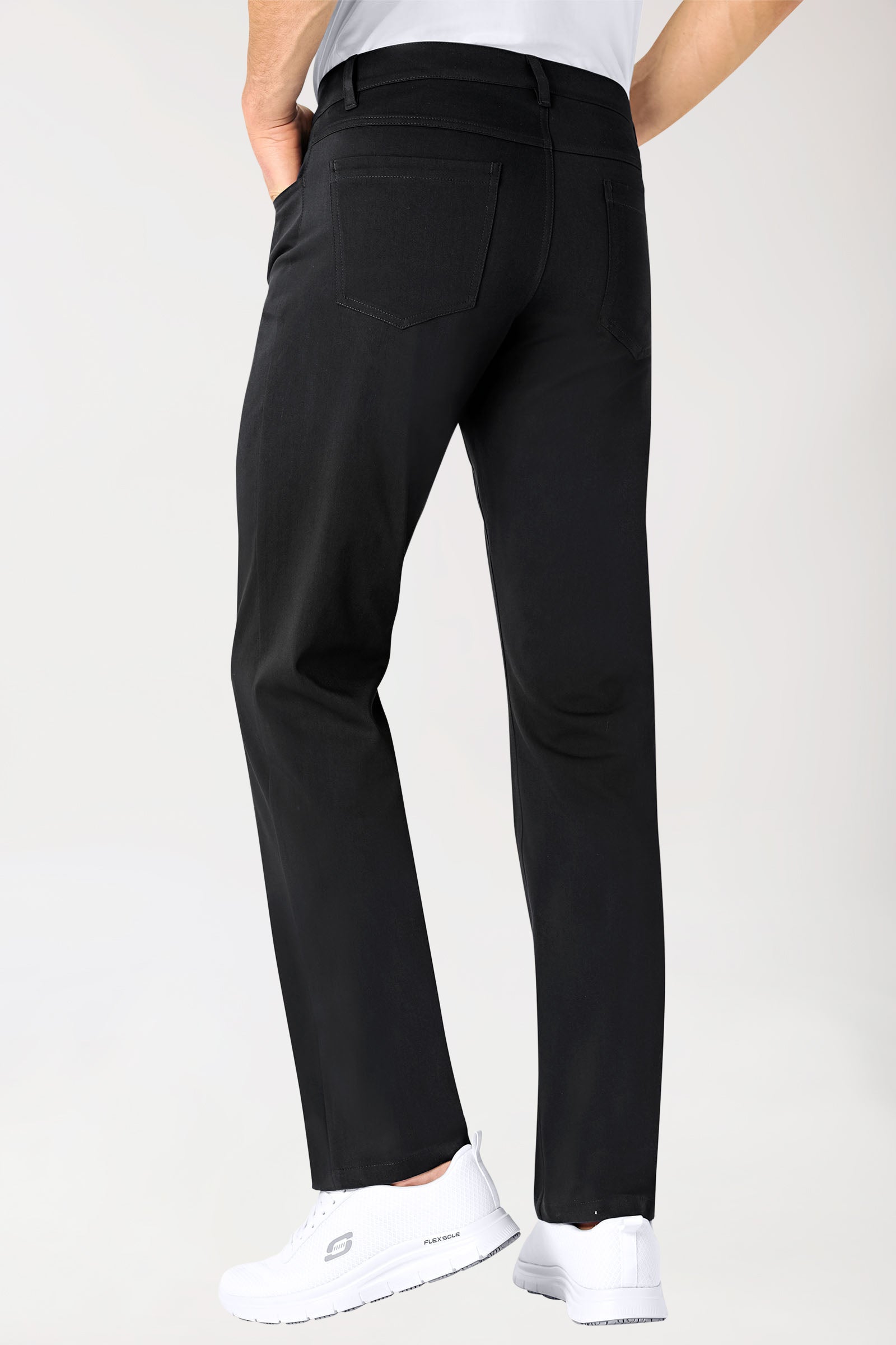 Stretch 5-Pocket Hose Herren - gerades Bein schwarz, Rückansicht 