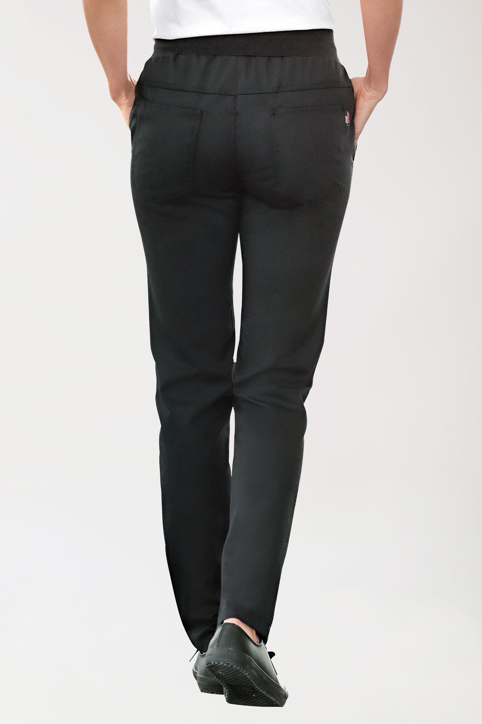 Hose für Damen Strickbund Schwarz, Rückansicht 