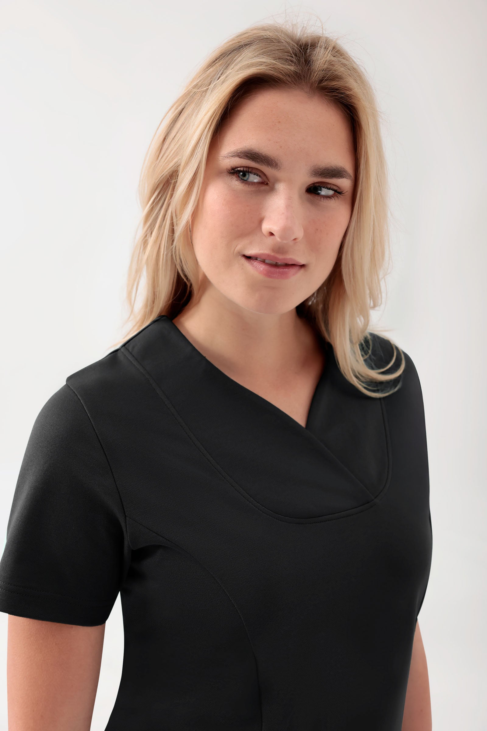 COMFY FLEX Stretch Schlupfkasack Damen - Herzausschnitt schwarz