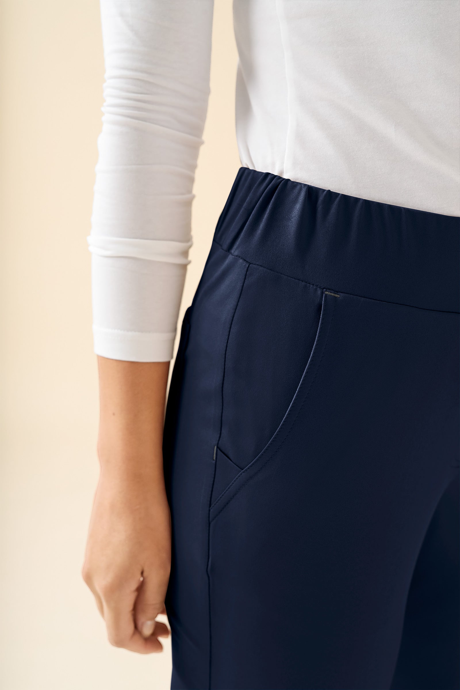 KAERE Hose Damen - gerader Saum ohne Beintaschen navy