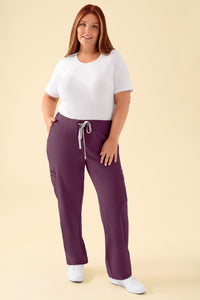KAERE Hose Damen - gerader Saum mit Beintaschen pflaume
