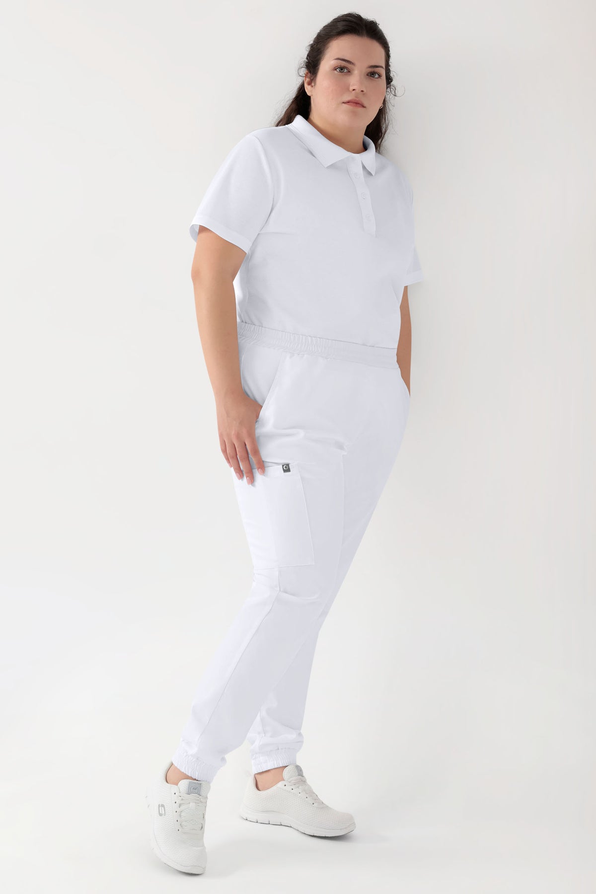 GREEN Stretch Hose Damen - Jogpants Style weiß, Vorderansicht 