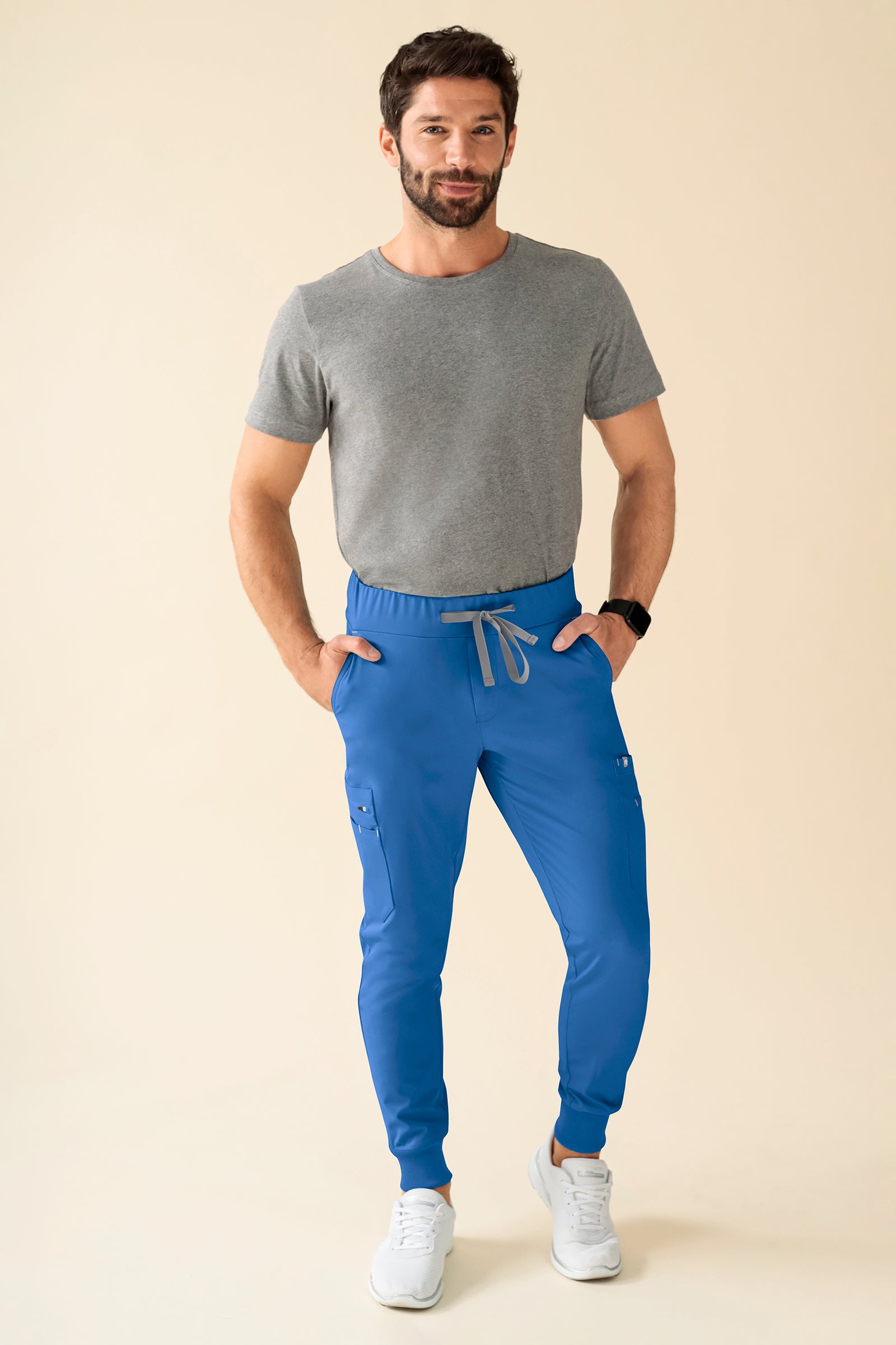 KAERE Hose Herren - Saumbündchen Kurzgr. mit Beintaschen blau