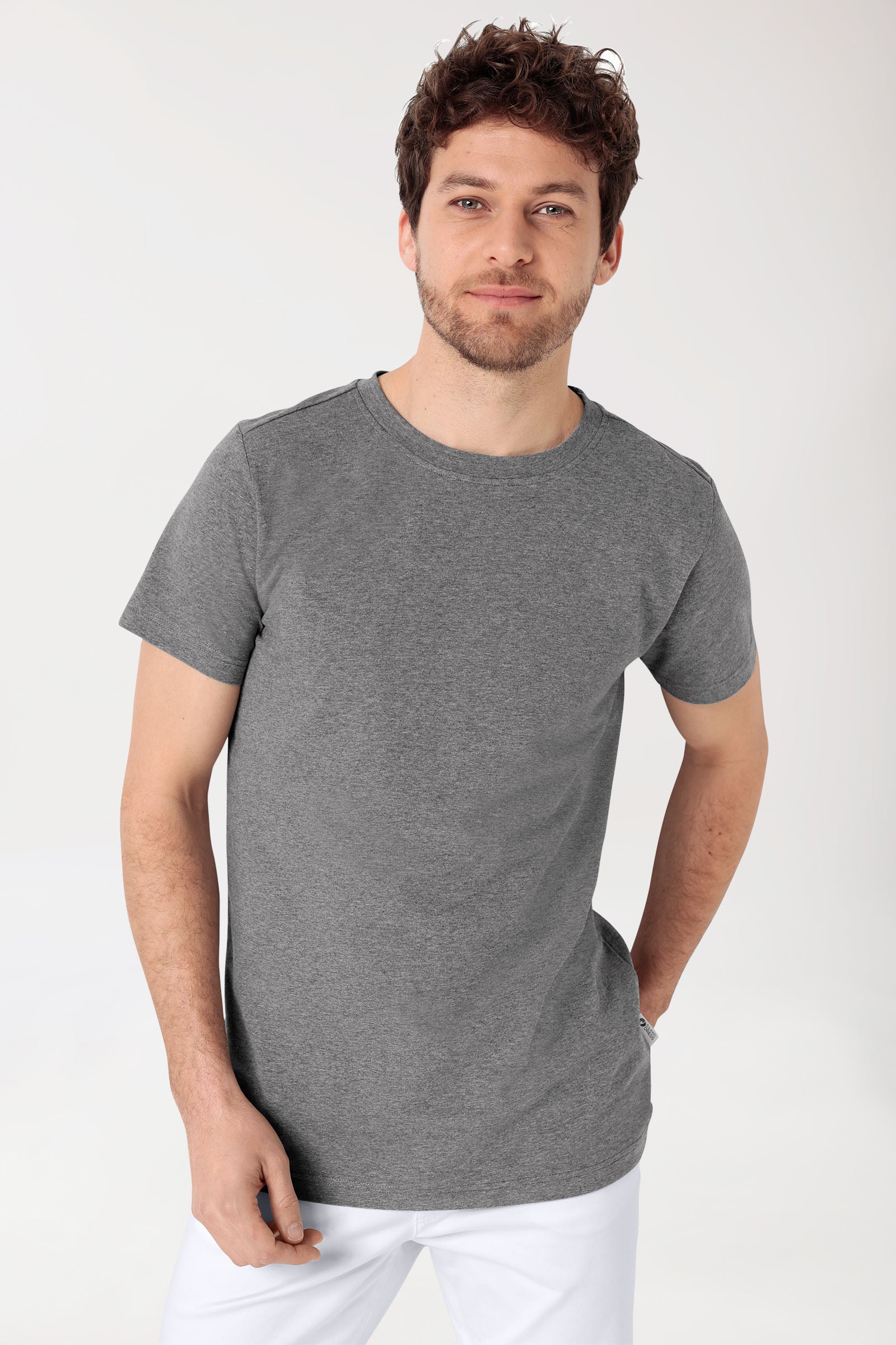 CORE Shirt Herren - Rundhals dunkelgrau melange, Vorderansicht 