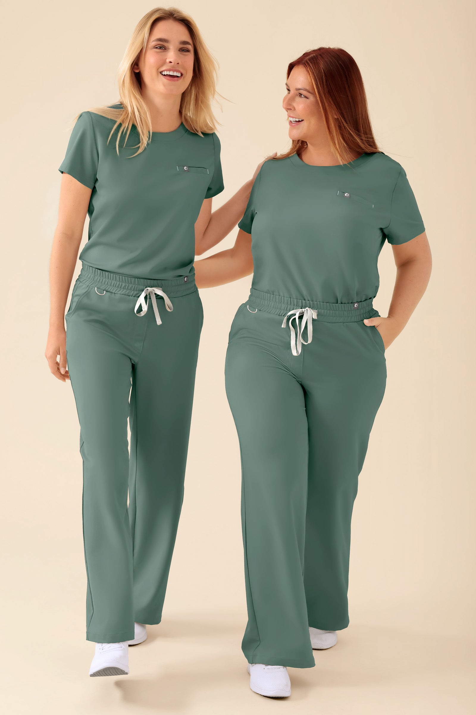 KAERE Hose Damen - weites Bein dunkelgrün, Vorderansicht 