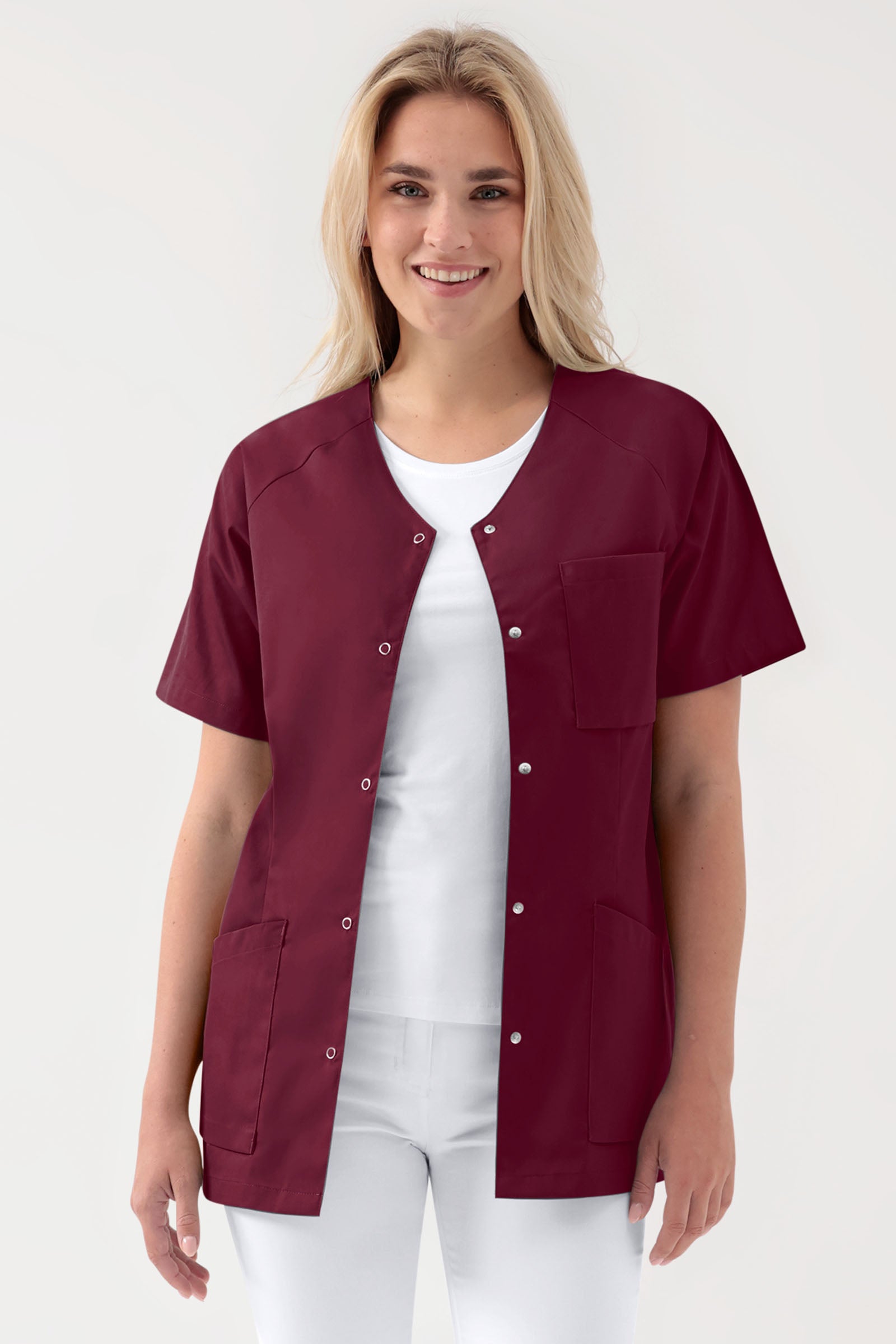 Kasack Damen - Druckknopfleiste bordeaux