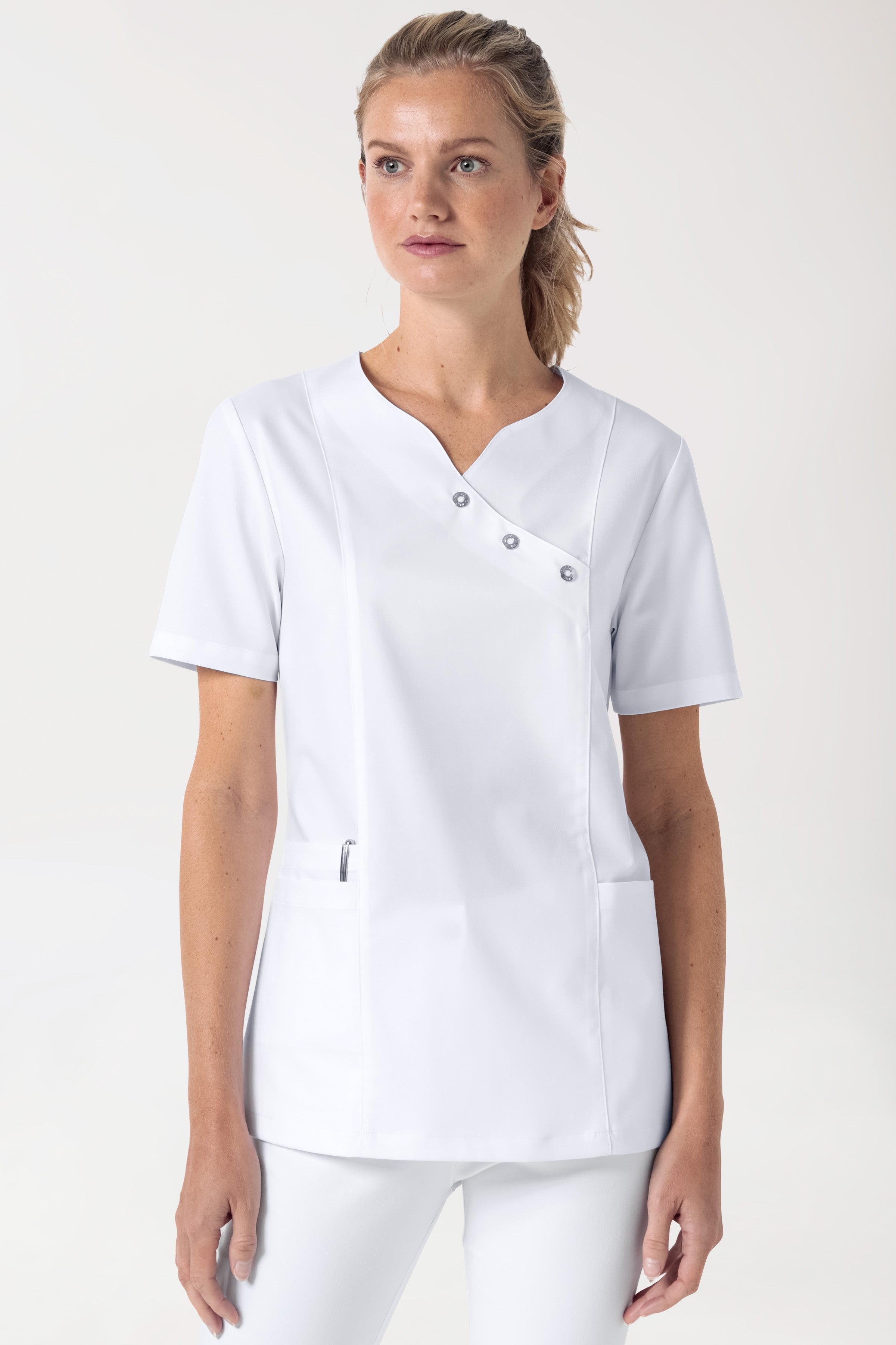 Schlupfkasack Damen - Stretch weiß, Vorderansicht 