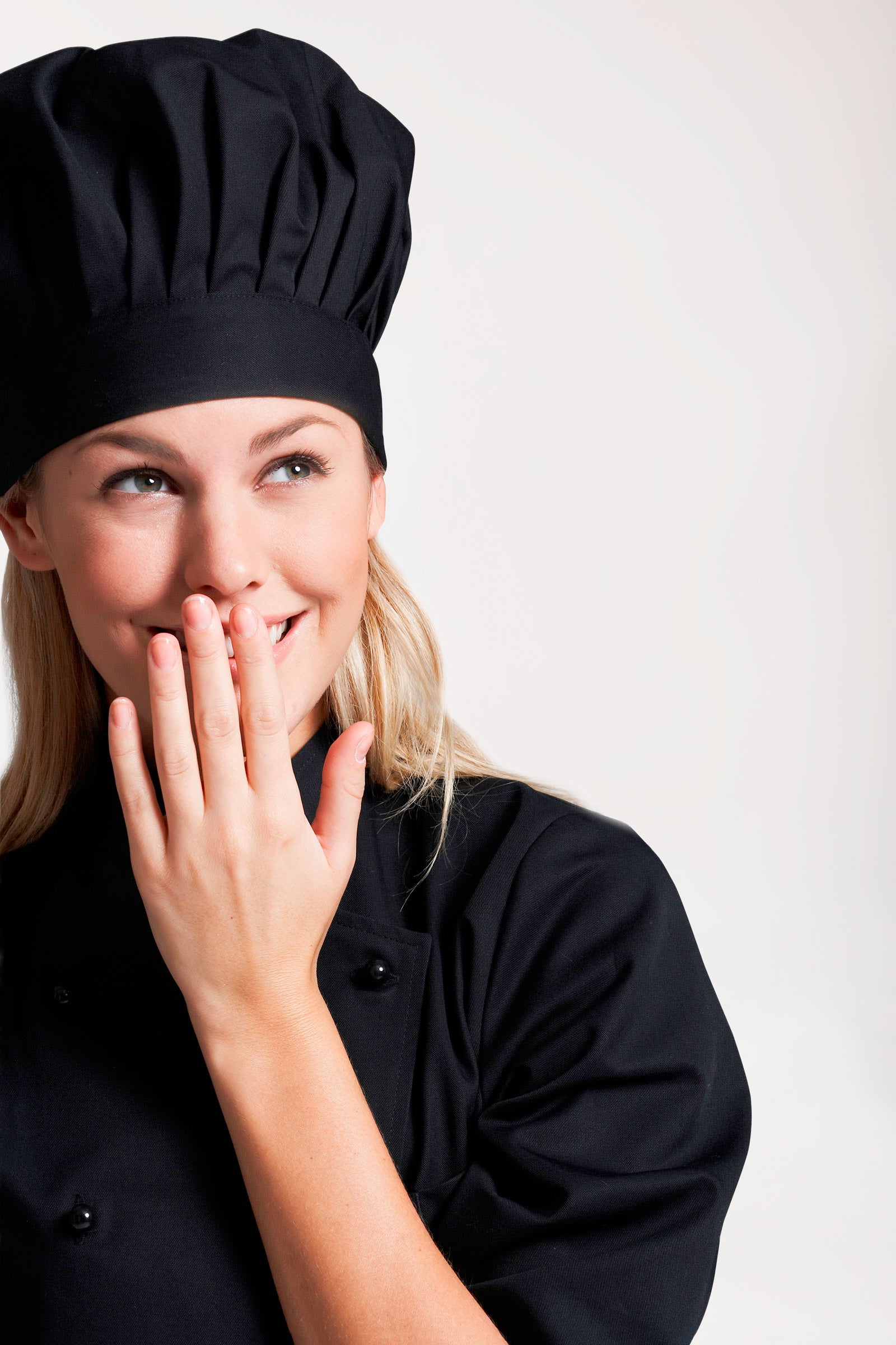 Gastro Kochmütze Unisex schwarz, Vorderansicht 